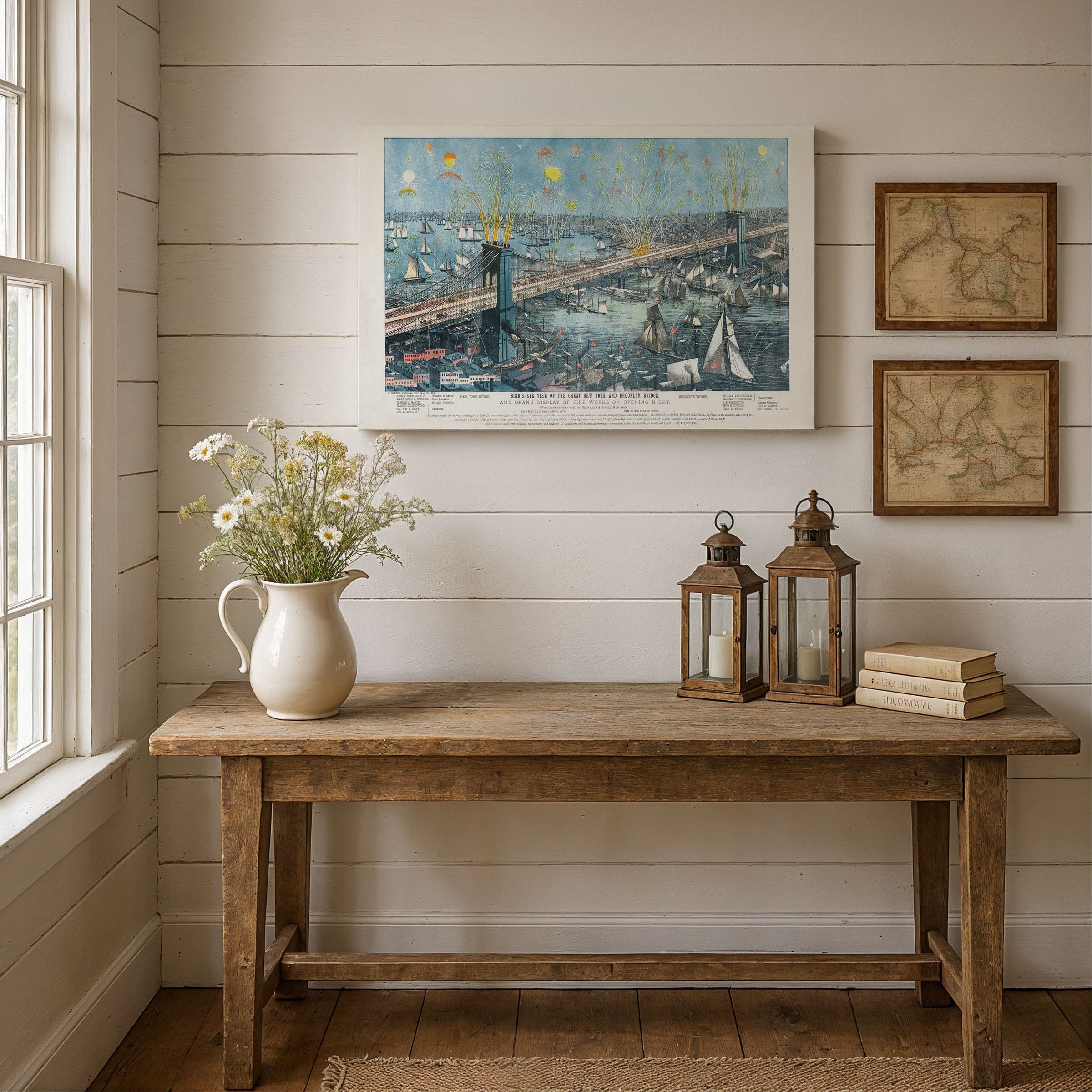 Brooklyn Bridge, New York Map 1883 - Opening Celebration