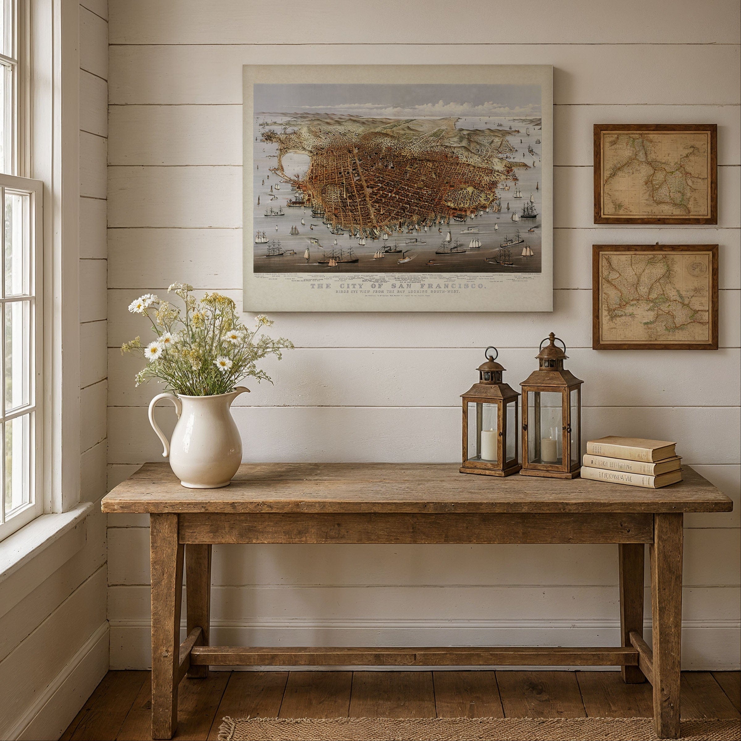 1878 San Francisco Bird's-Eye Map - Restored Vintage Wall Art for Home Decor