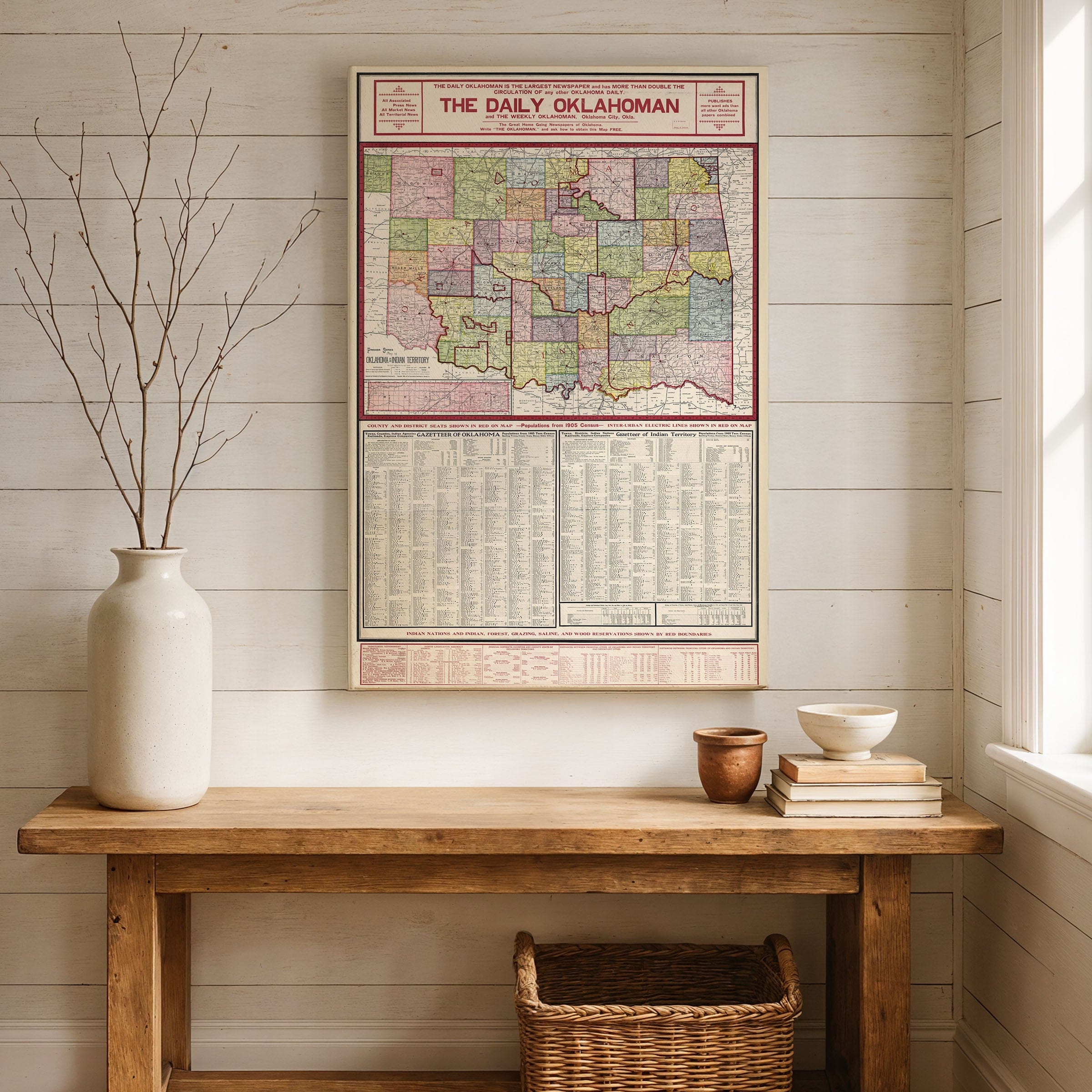 Oklahoma & Indian Territory Map 1905