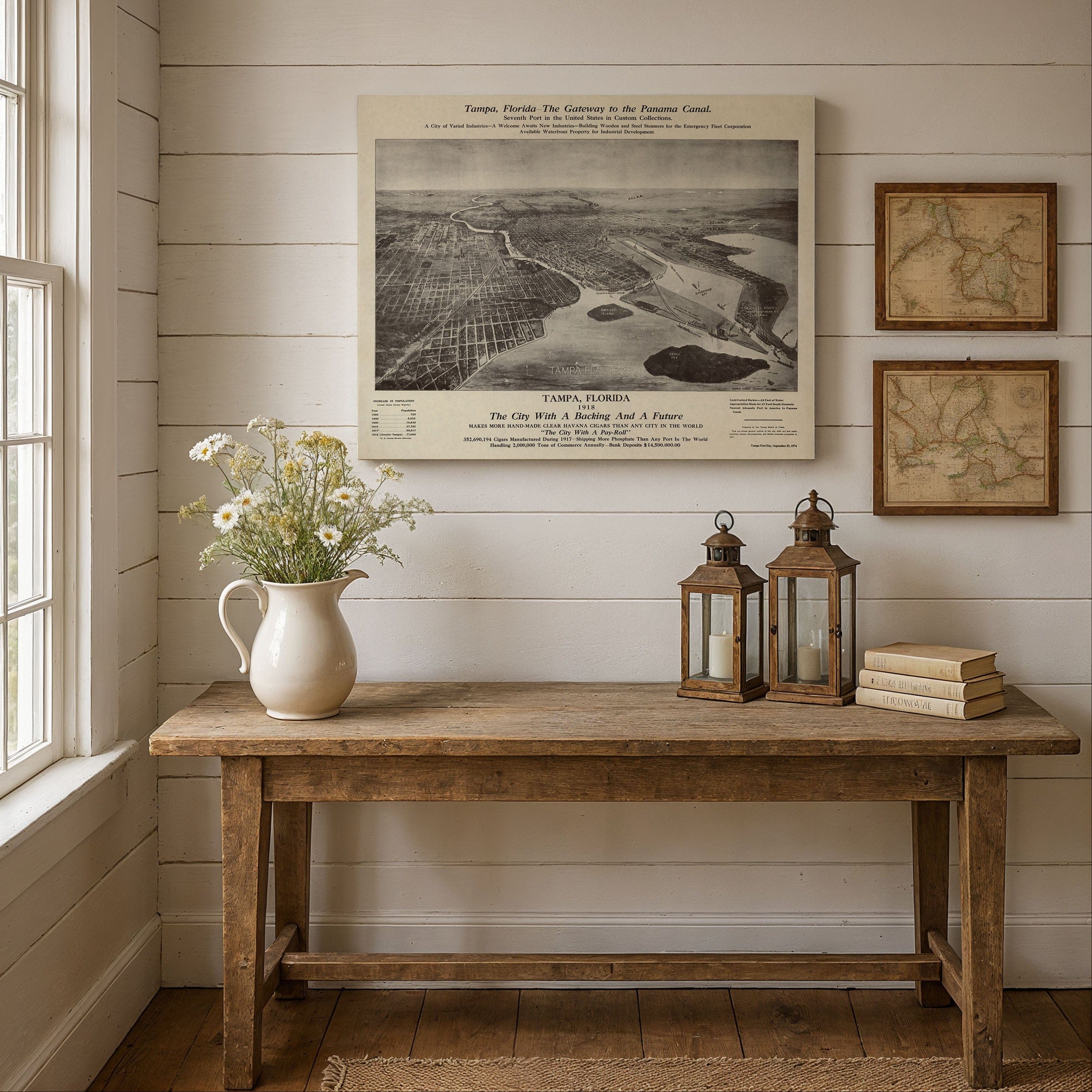 Tampa Florida 1918 Map - Gateway to the Panama Canal - Archive Prints