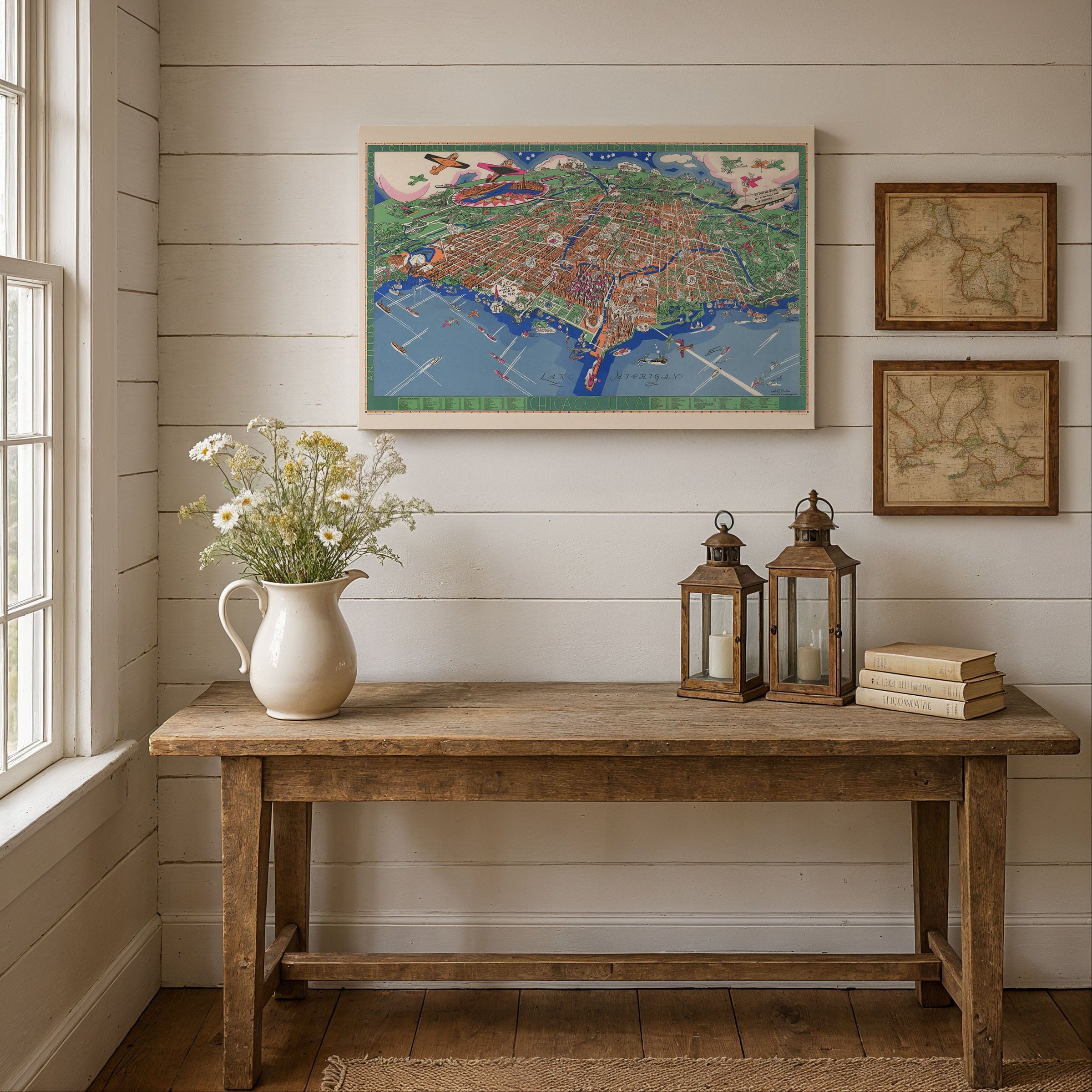 Chicago Illinois Map - Pictorial 1931 Historic City Map