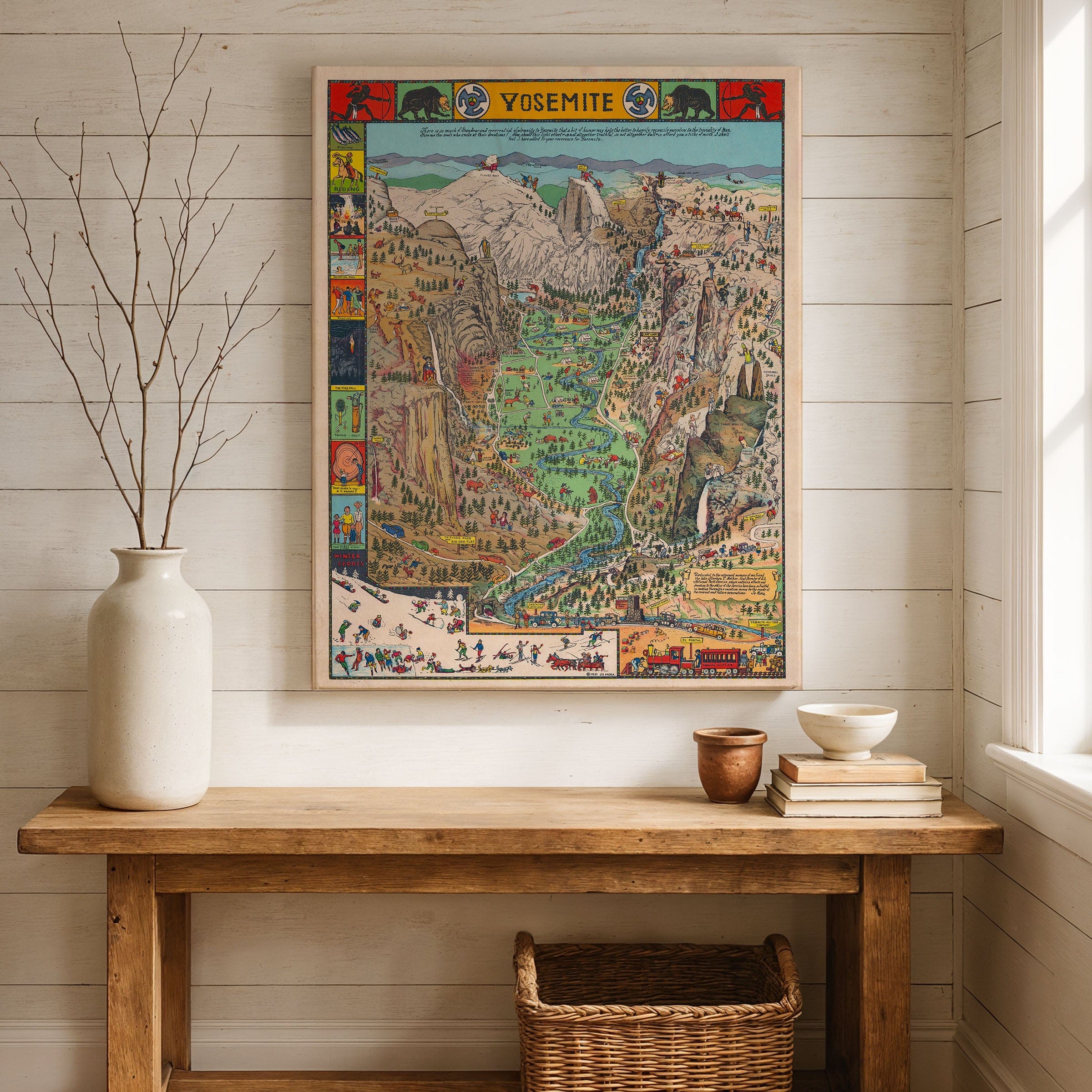 Yosemite National Park Vintage Map 1931 - Jo Mora Pictorial Illustrated Map - Archive Prints