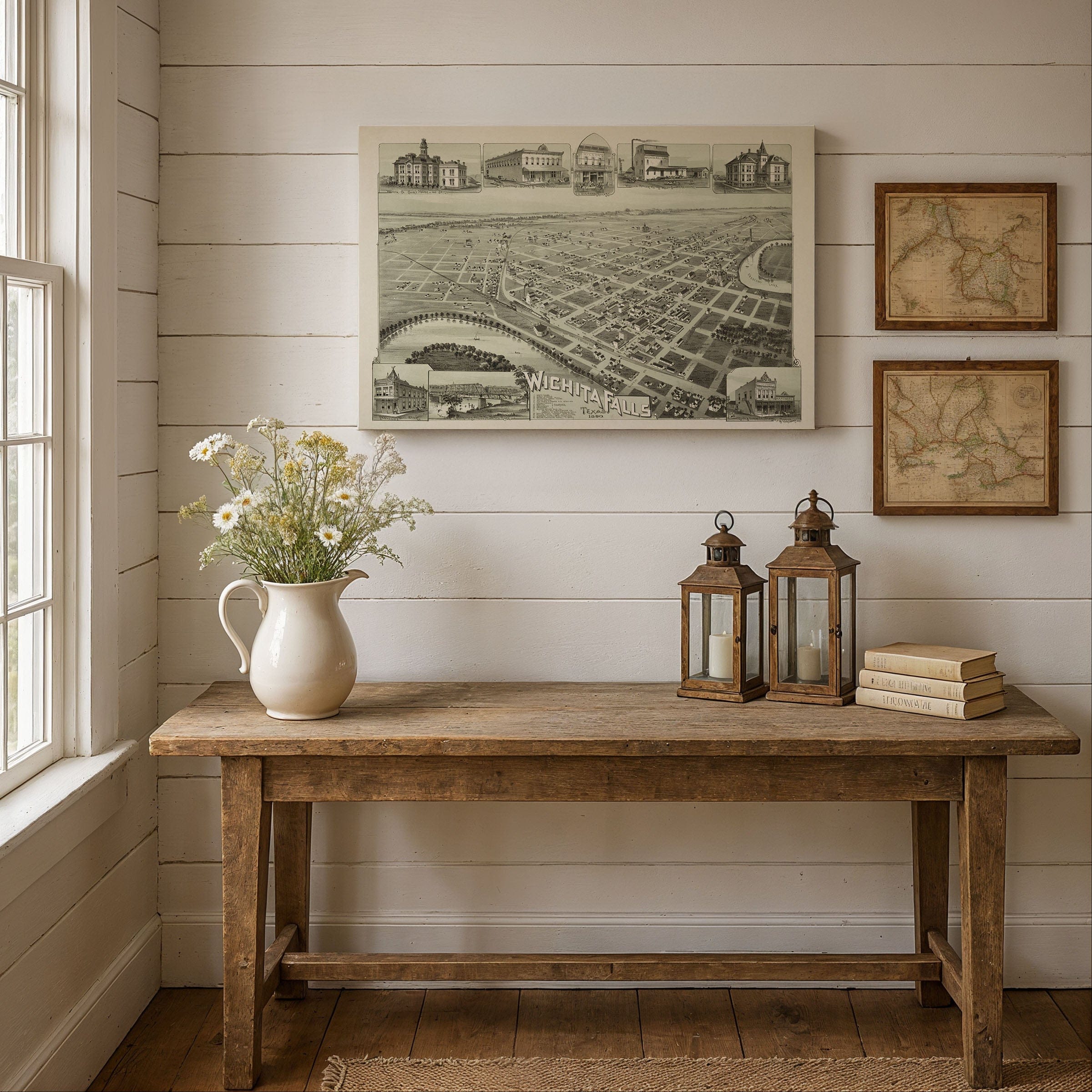 Wichita Falls, Texas Vintage Map 1890 - Bird's Eye View - Archive Prints