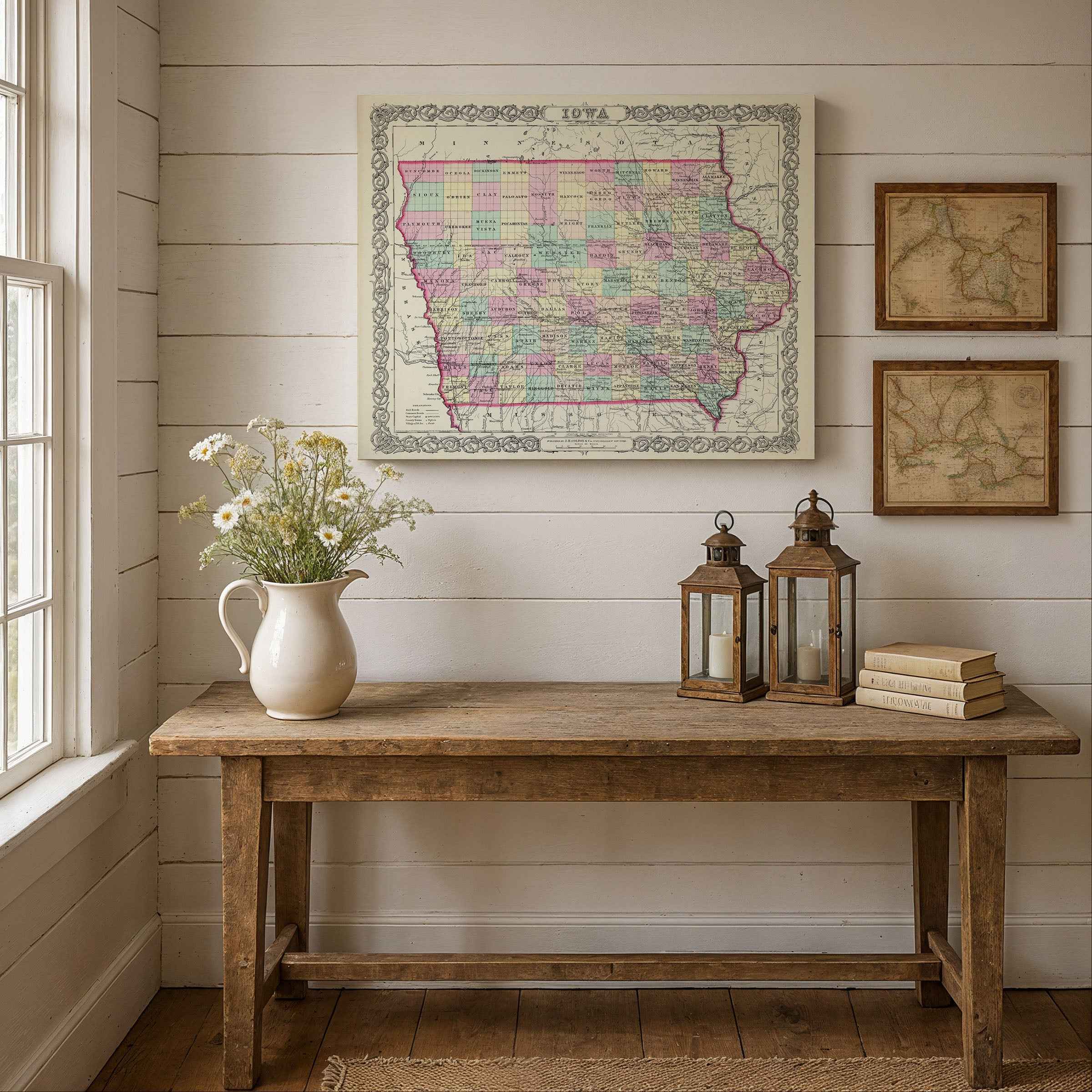 Iowa Map - Vintage State Map by Colton for Home Decor and Travel Enthusiasts