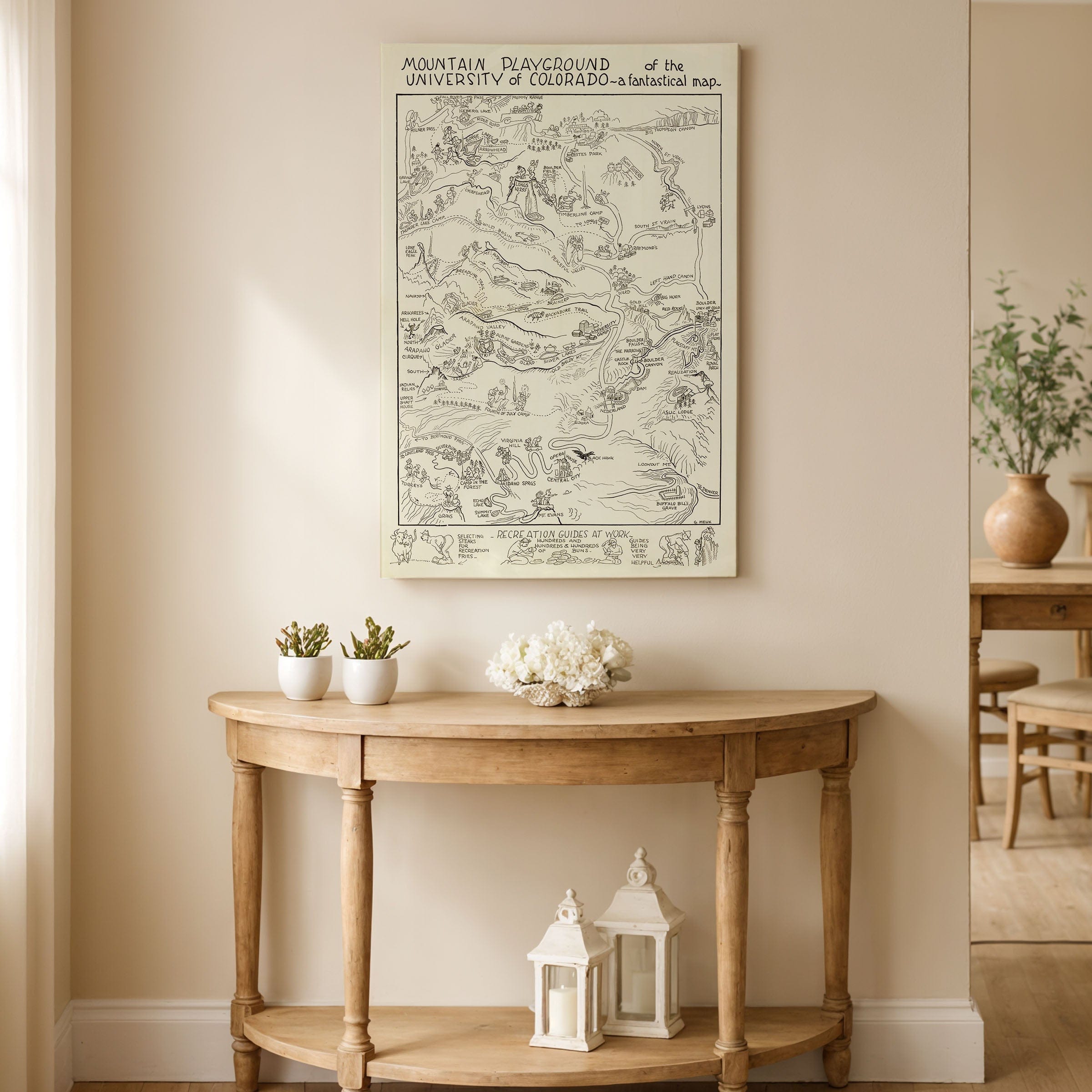 Mountain Playground of the University of Colorado 1940 - University of Colorado Fantastical Map - Archive Prints