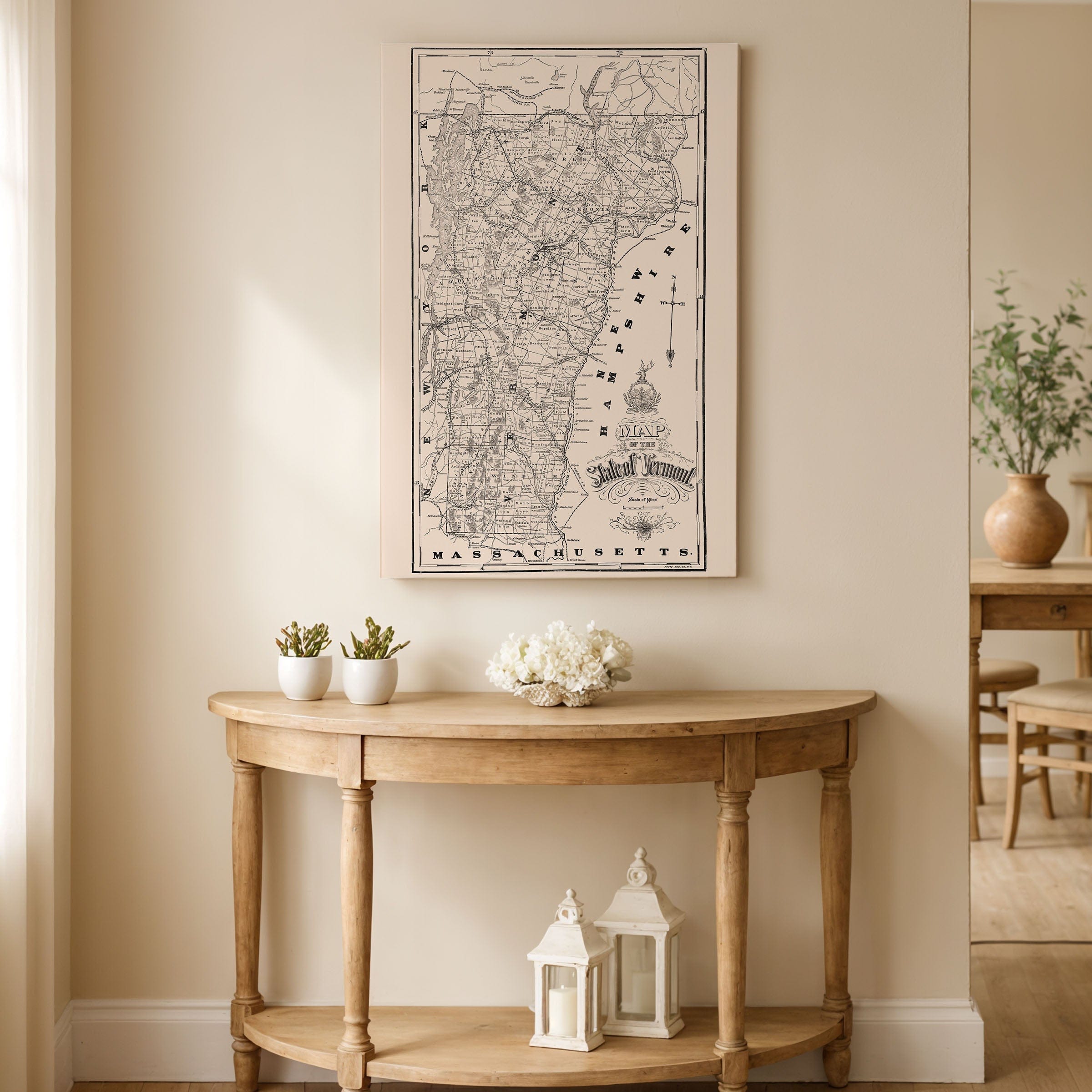 Vintage State of Vermont Map 1890 - Photo Engraving Co. - Archive Prints