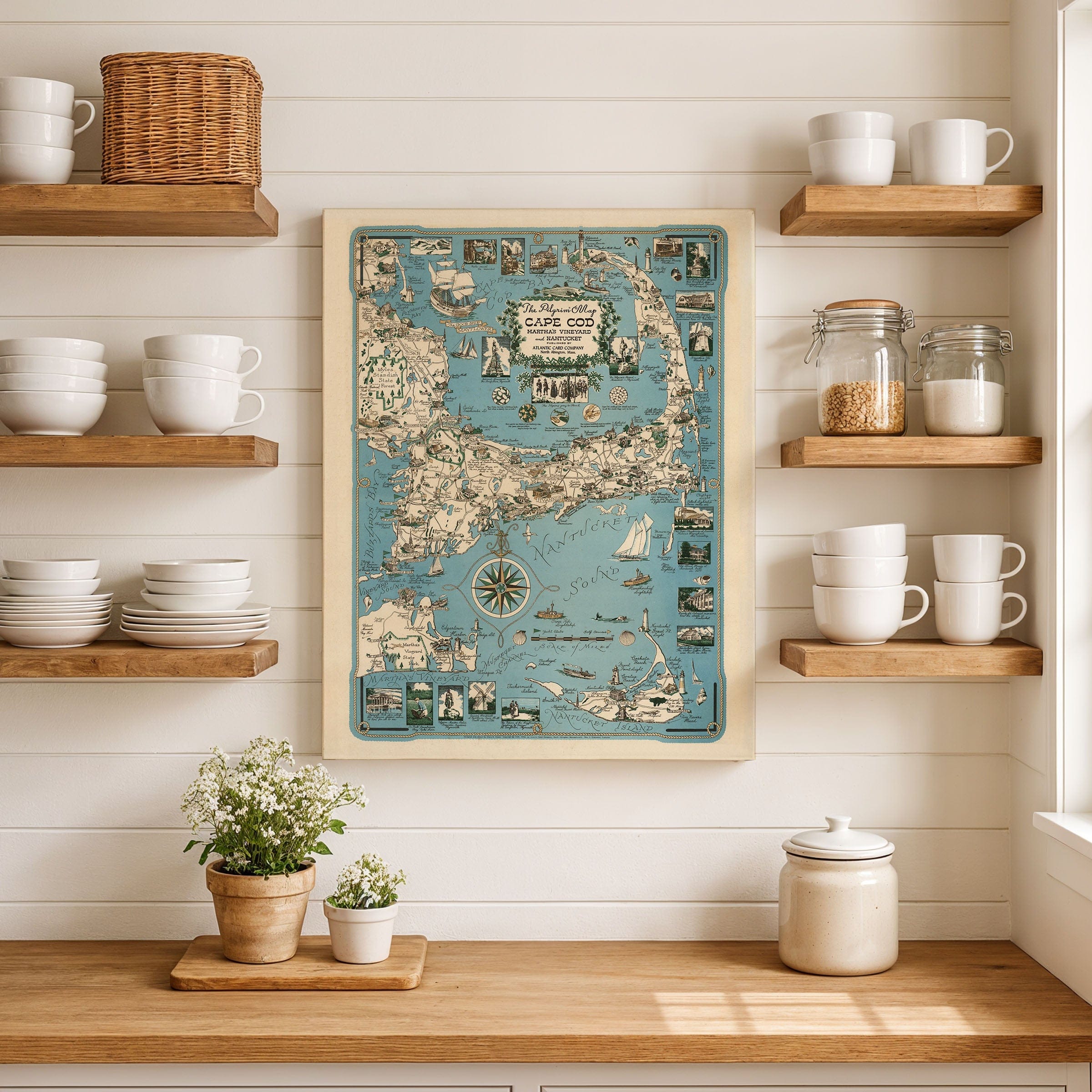 Cape Cod, Martha's Vineyard & Nantucket Map c.1950s - Archive Prints