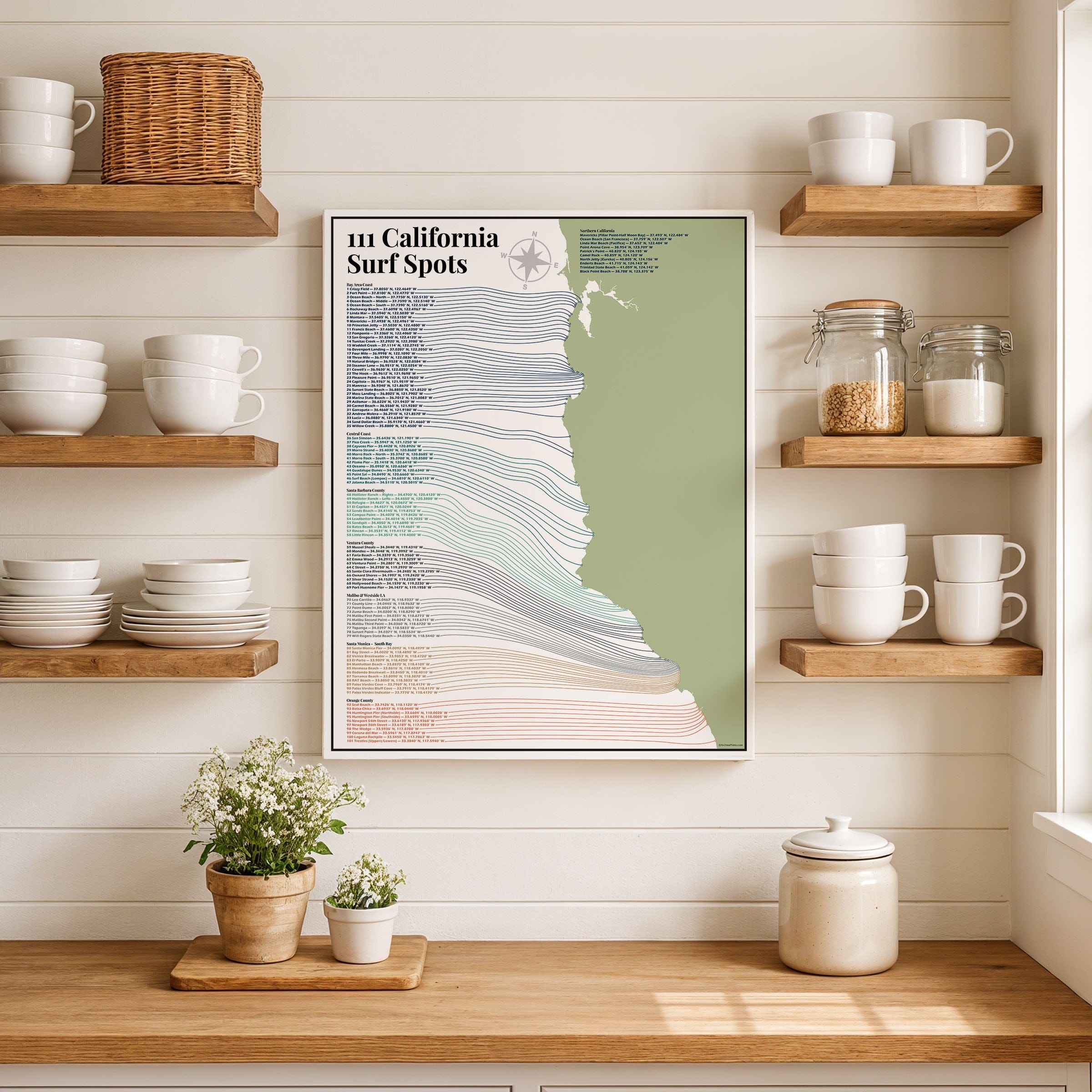 California Surfing Map - 111 Surf Spots Guide