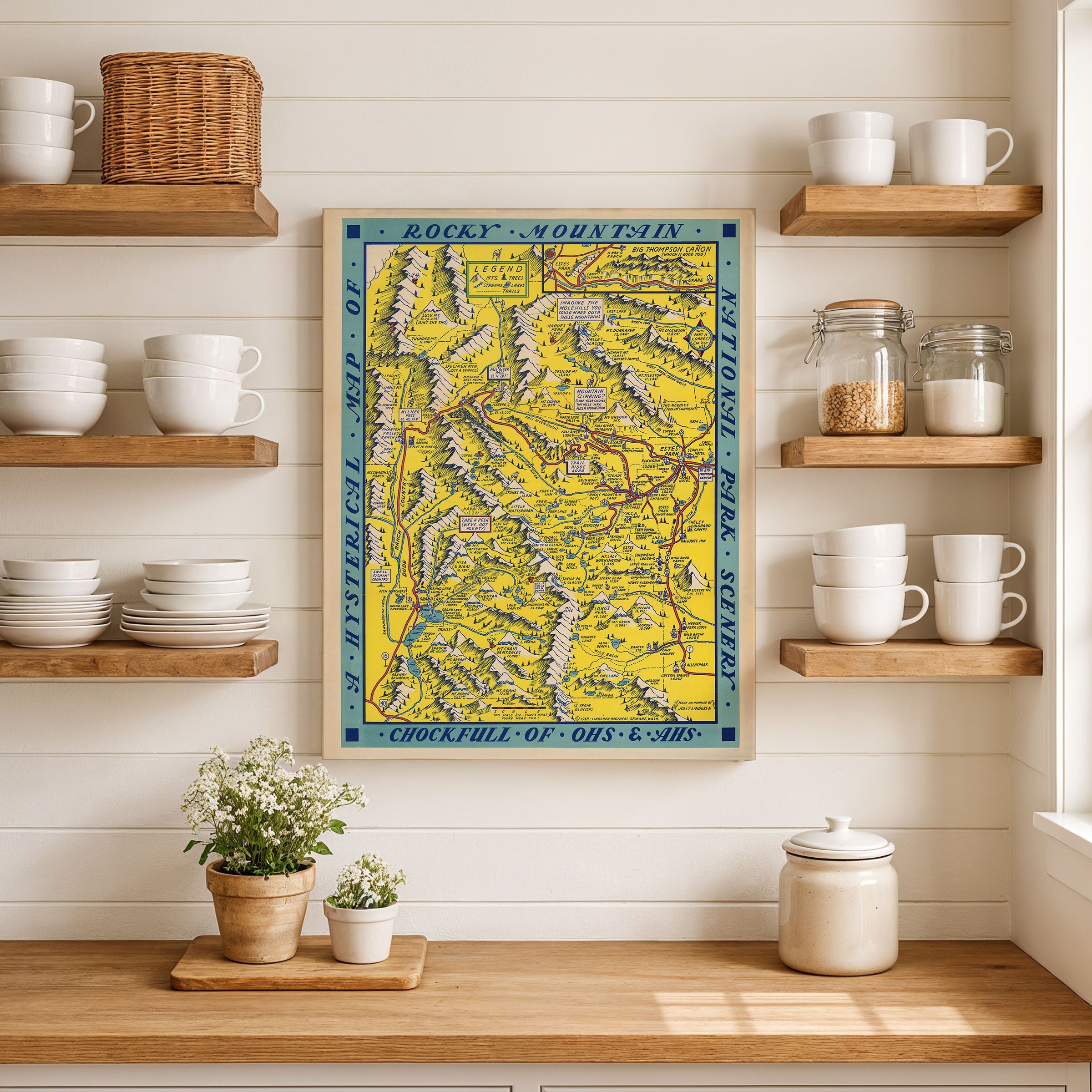 A Hysterical Map of Rocky Mountain National Park 1948 - Jolly Lindgren Pictorial Map