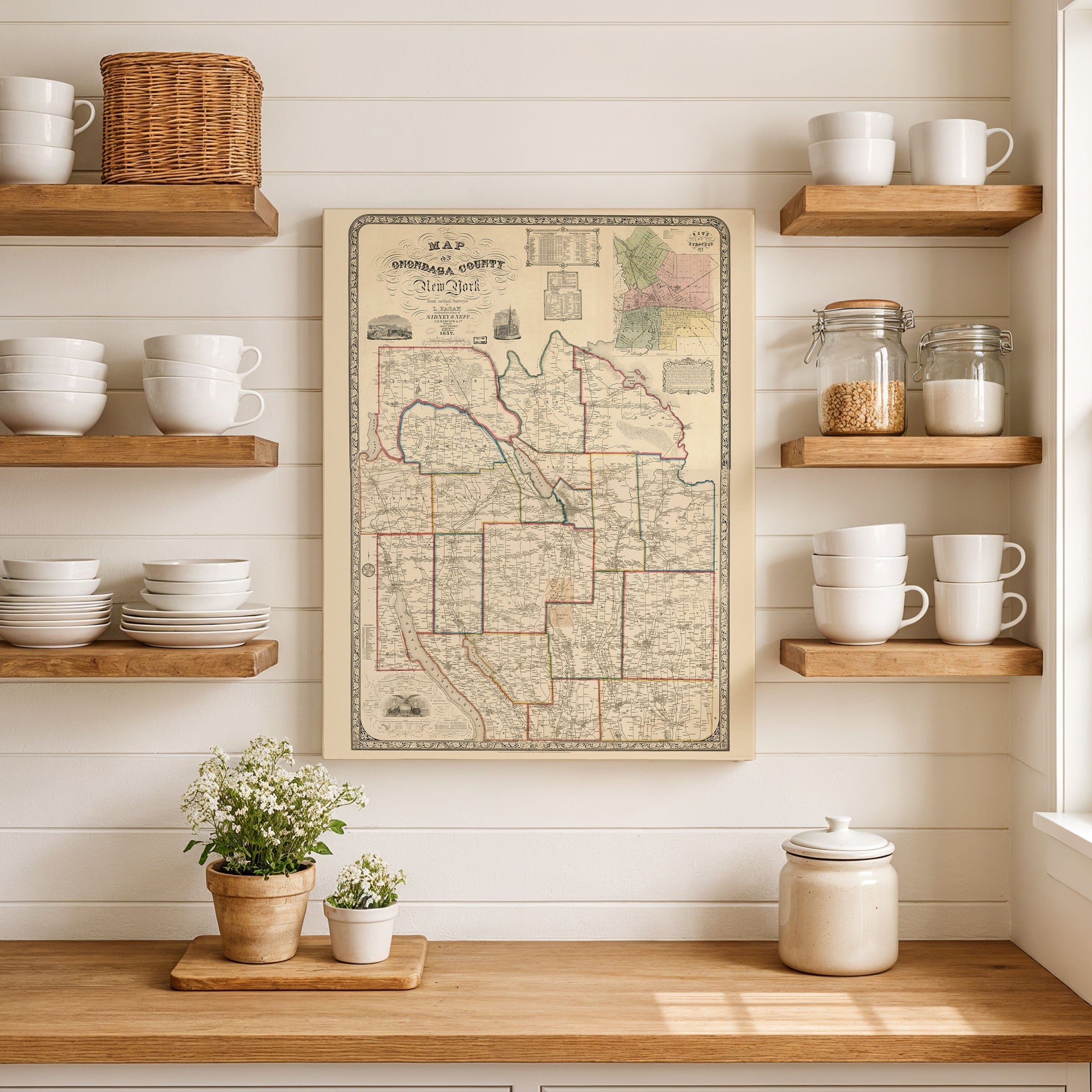 Onondaga County, New York Map 1852 - Archive Prints