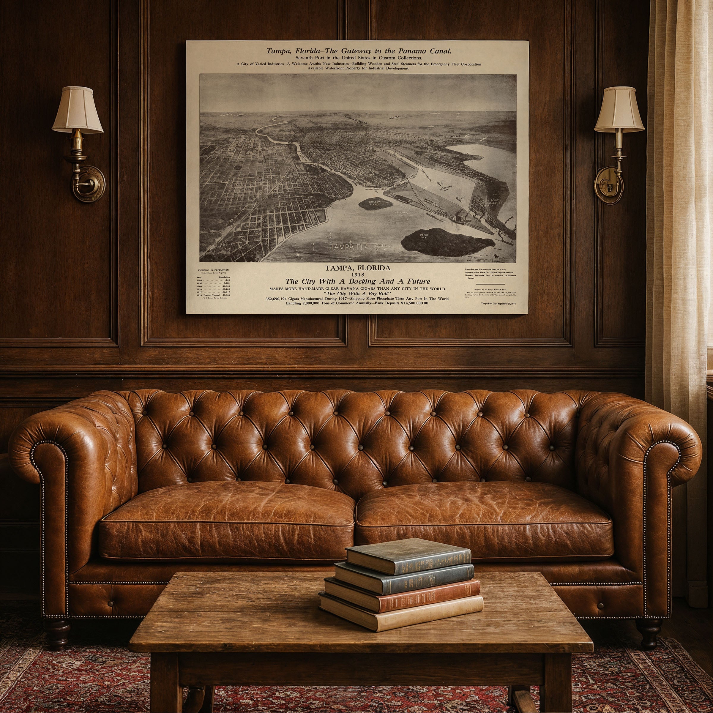 Tampa, Florida 1918 - Gateway to the Panama Canal Map