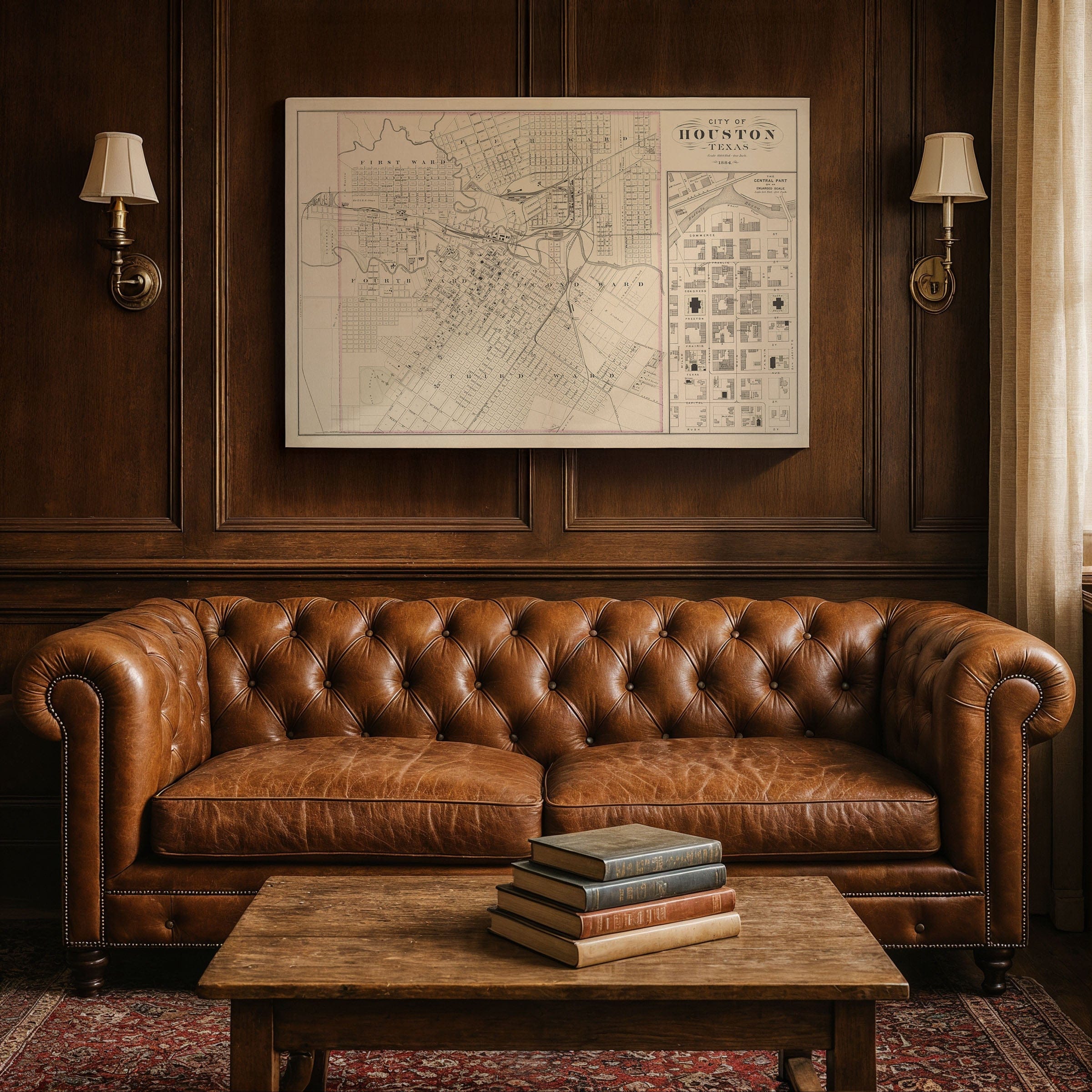 Houston Texas Map - 1884 Historic City Map Art - Archive Prints