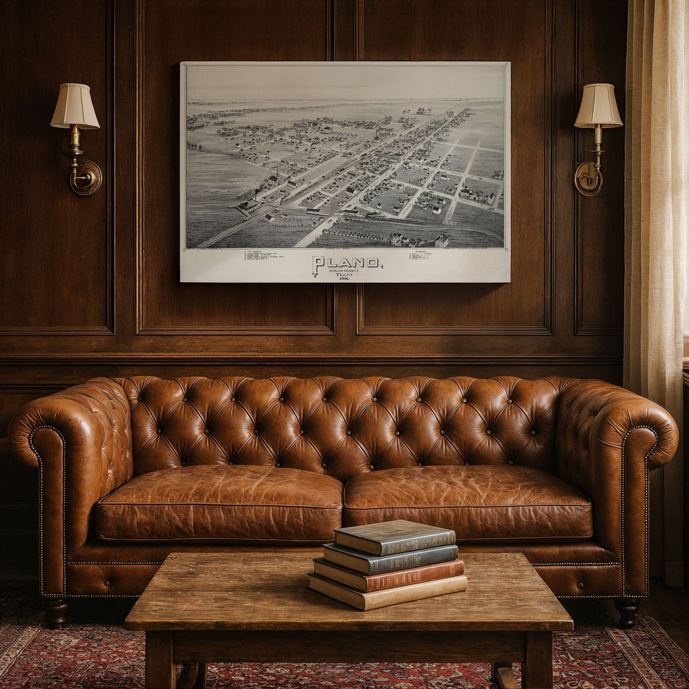 Plano Texas Vintage Map 1891 - Historic Bird's Eye View City Map - Archive Prints