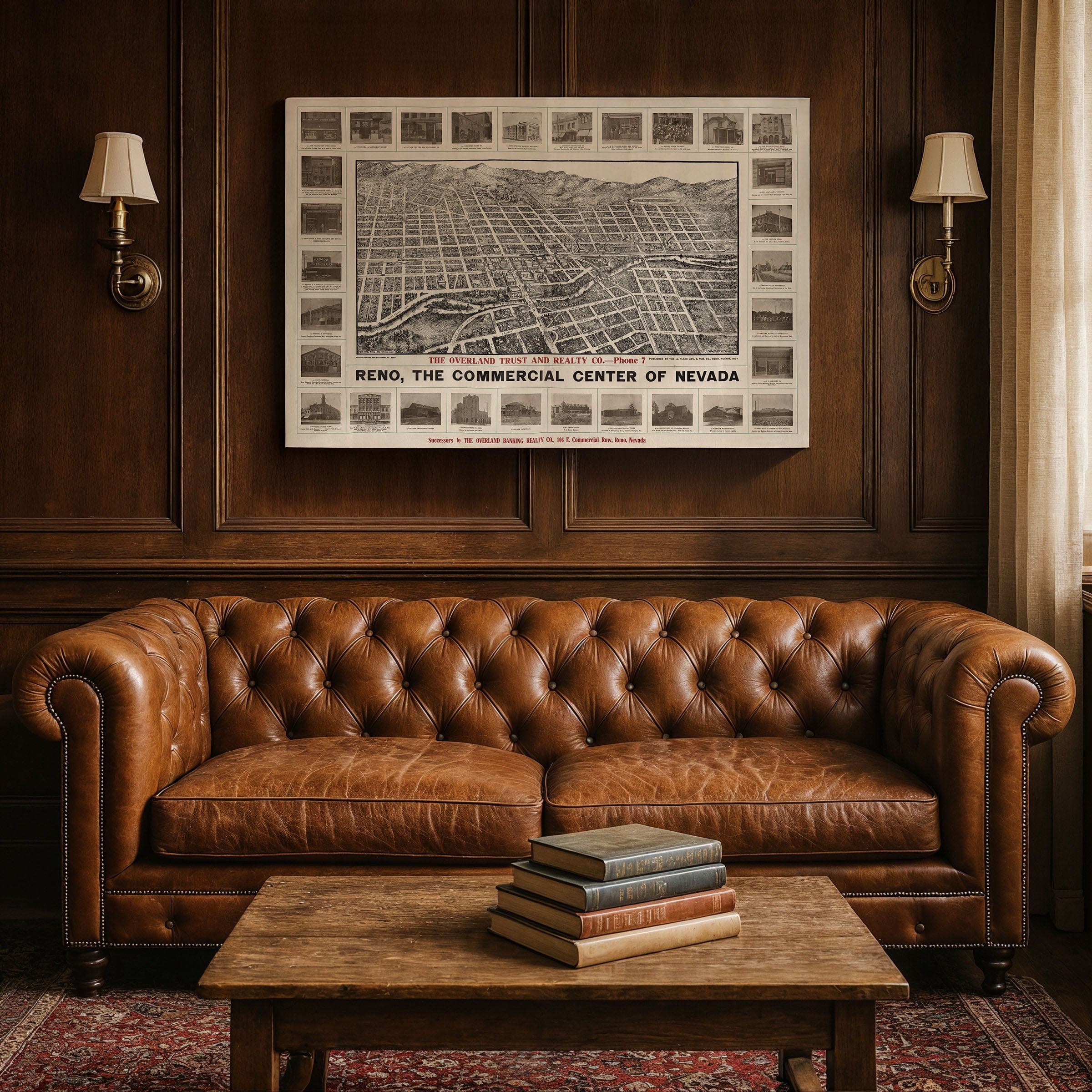 Reno, Nevada Vintage Map 1907 - Bird's Eye View - Archive Prints