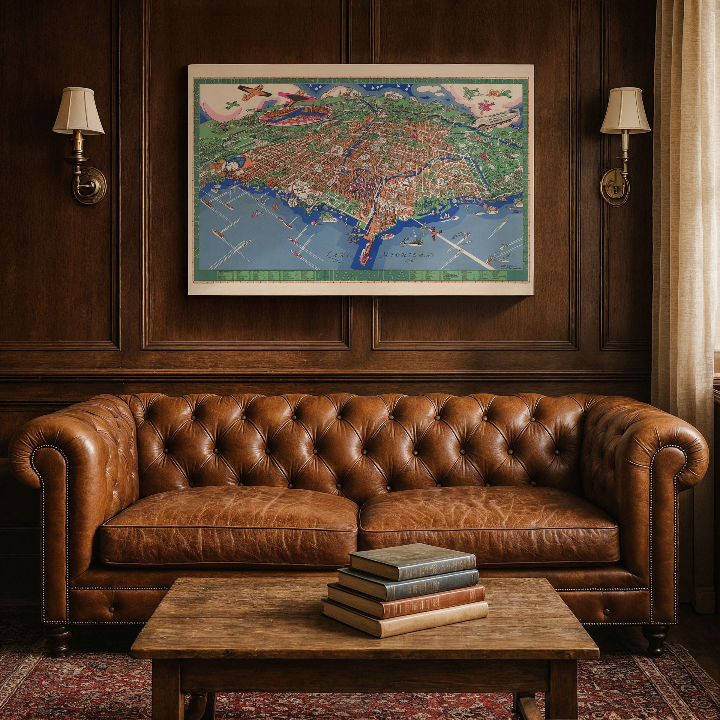 Chicago Illinois Map - Pictorial 1931 Historic City Map