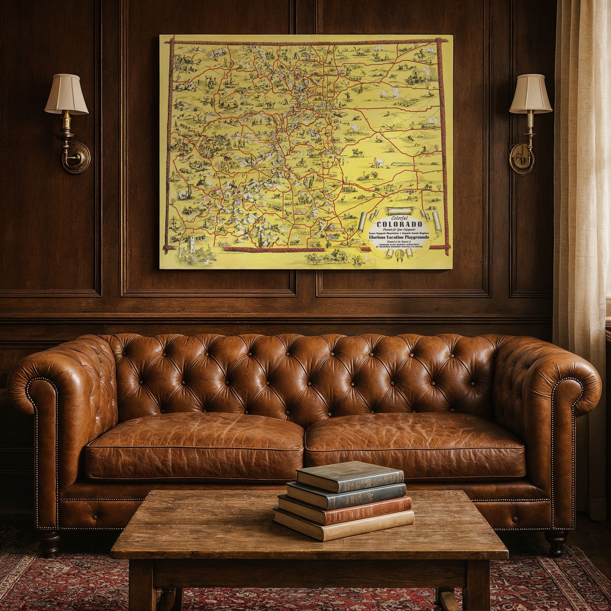 Colorful Colorado 1940 Vintage Pictorial Map Lithograph - Archive Prints