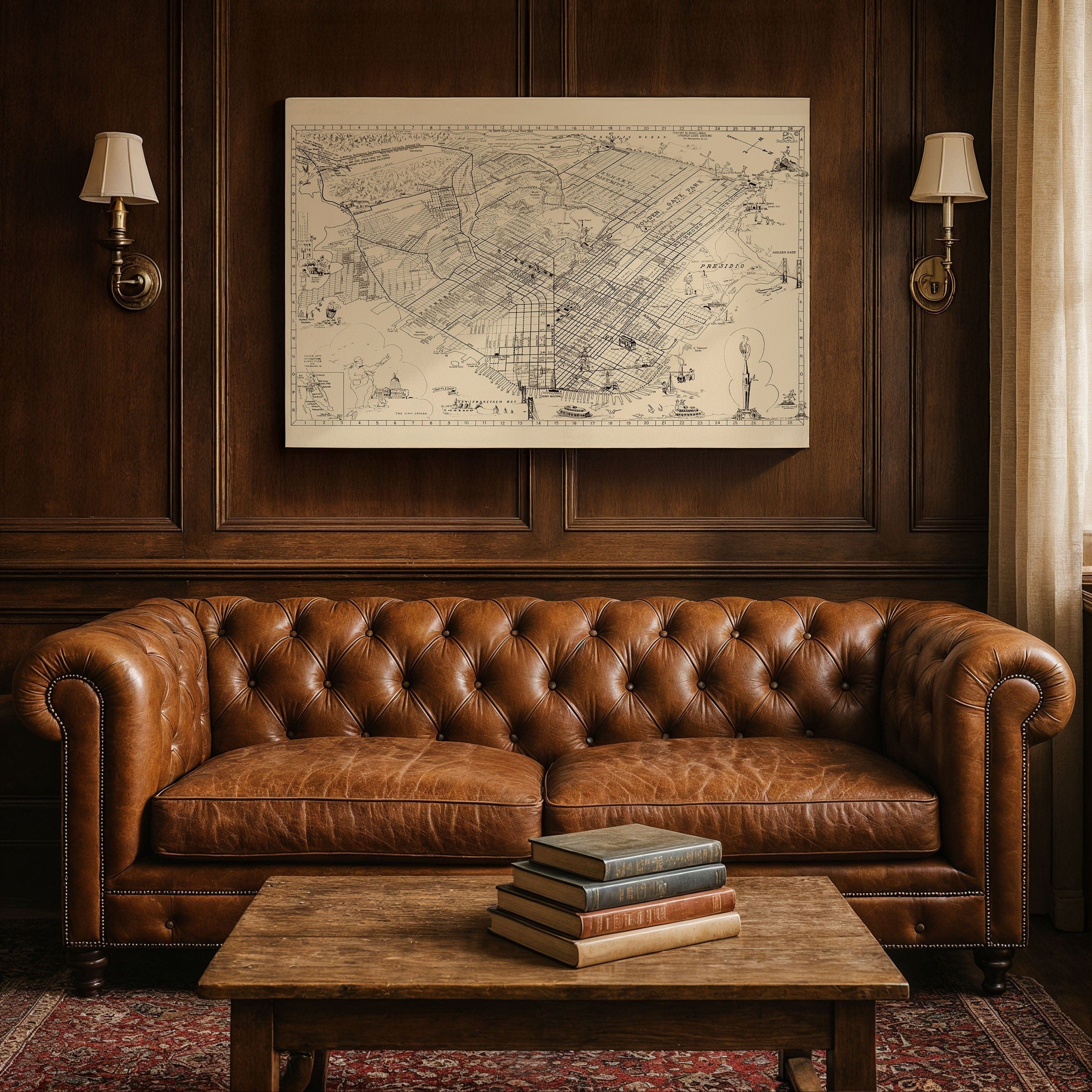 San Francisco, California Vintage Map 1938 - Golden Gate Era - Archive Prints