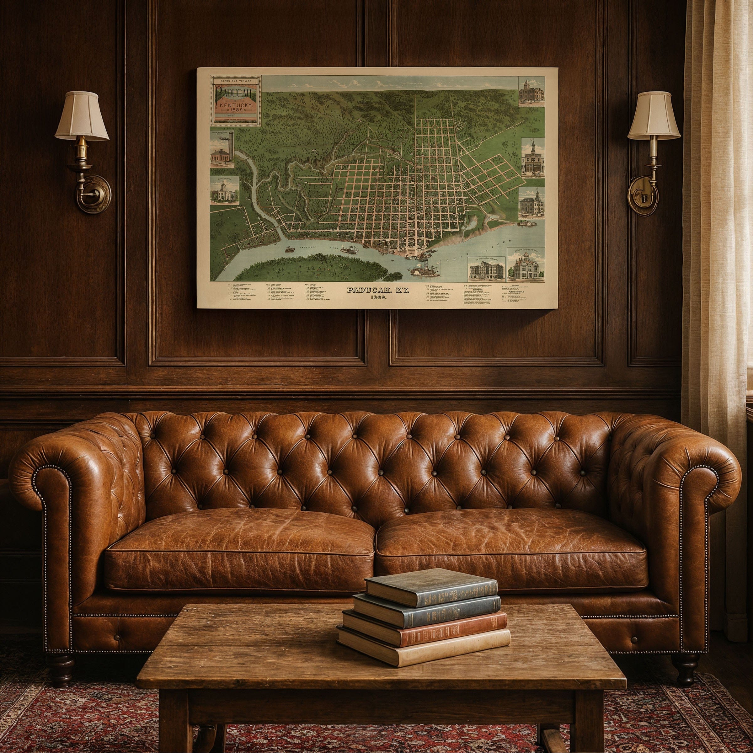 Paducah, Kentucky Vintage Map 1889 - Bird's Eye View