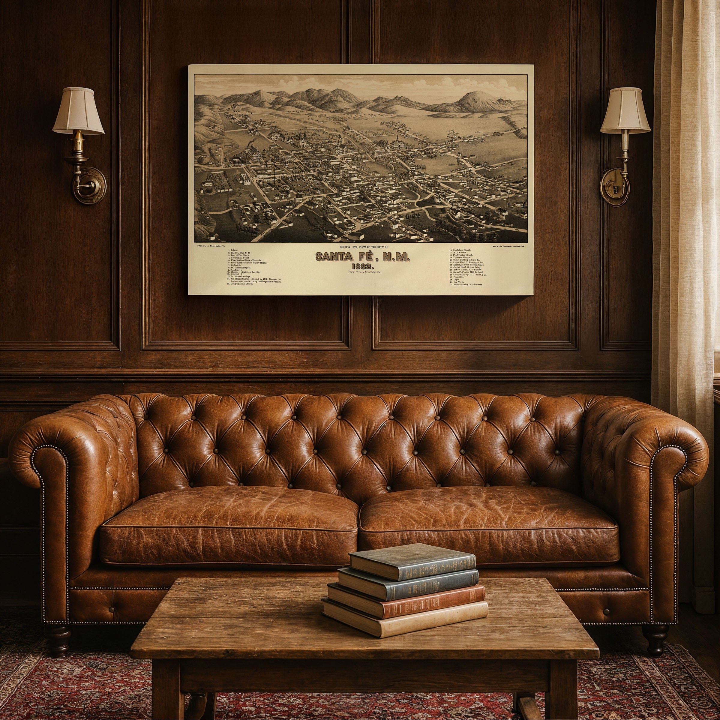 Vintage Santa Fe, New Mexico Map 1882 - Archive Prints