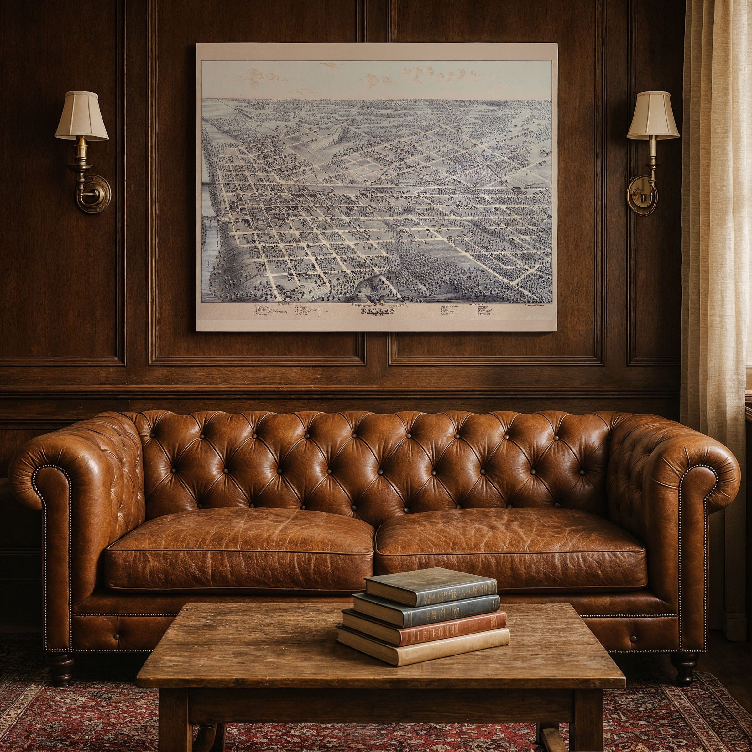 Bird's Eye View of the City of Dallas, Texas 1872 - Archive Prints