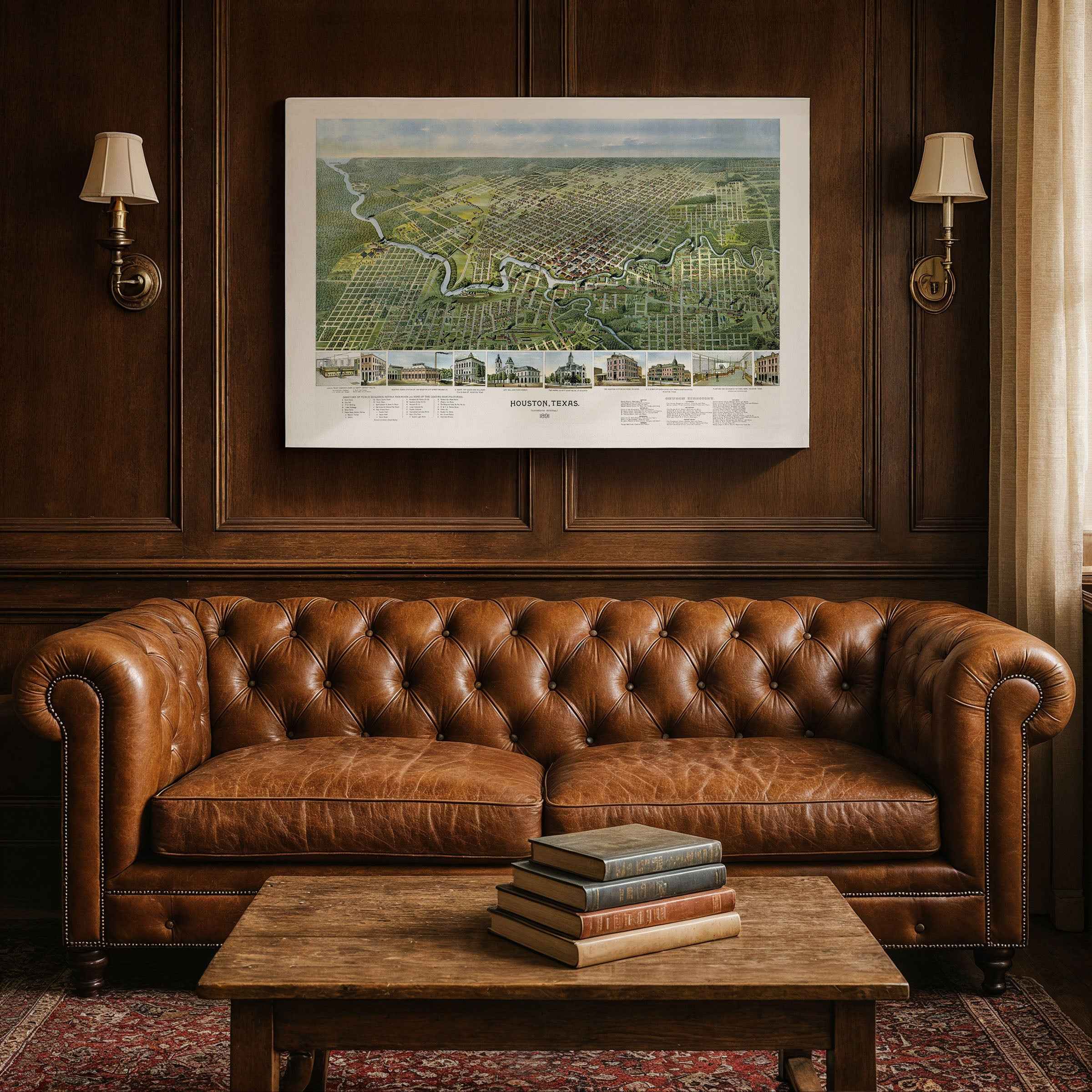 Houston Vintage City Map - 1891 Koch Historical Map of Houston