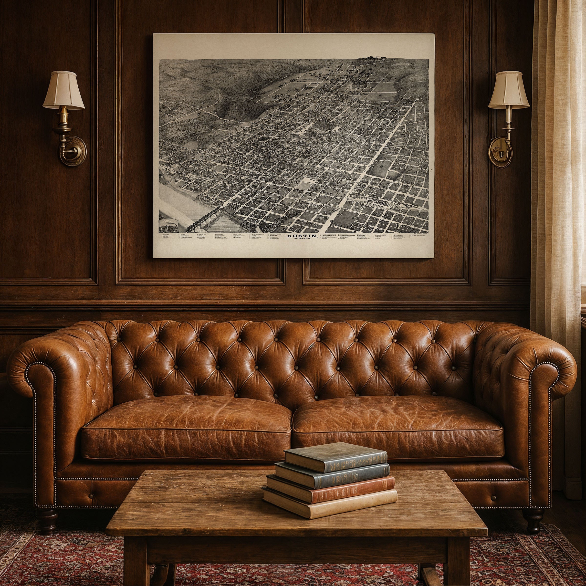 Austin Bird's-Eye Map - Vintage 1887 Texas State Capital Historical Map