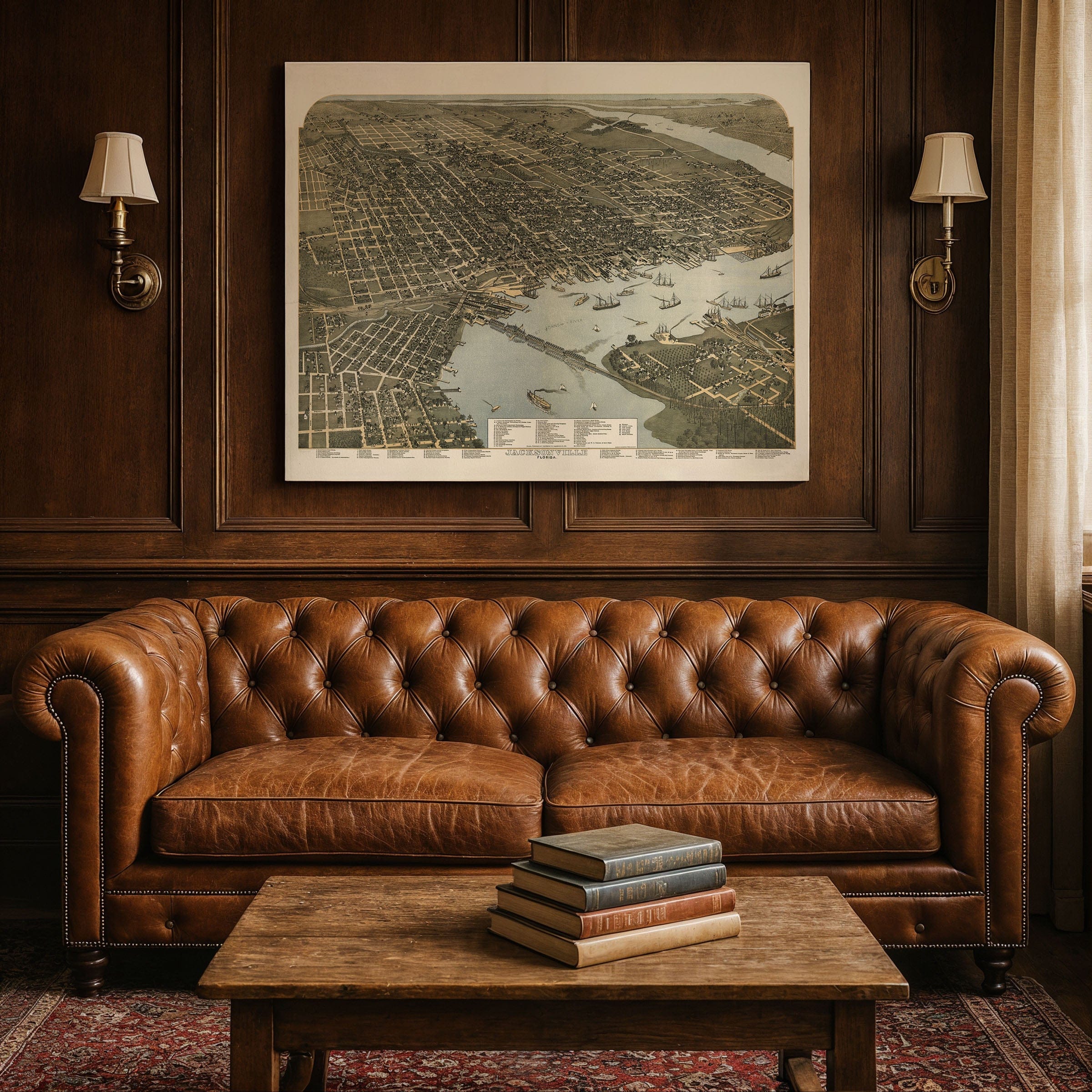 Jacksonville Florida Map - Bird's-Eye View 1893 Historic Gateway - Archive Prints