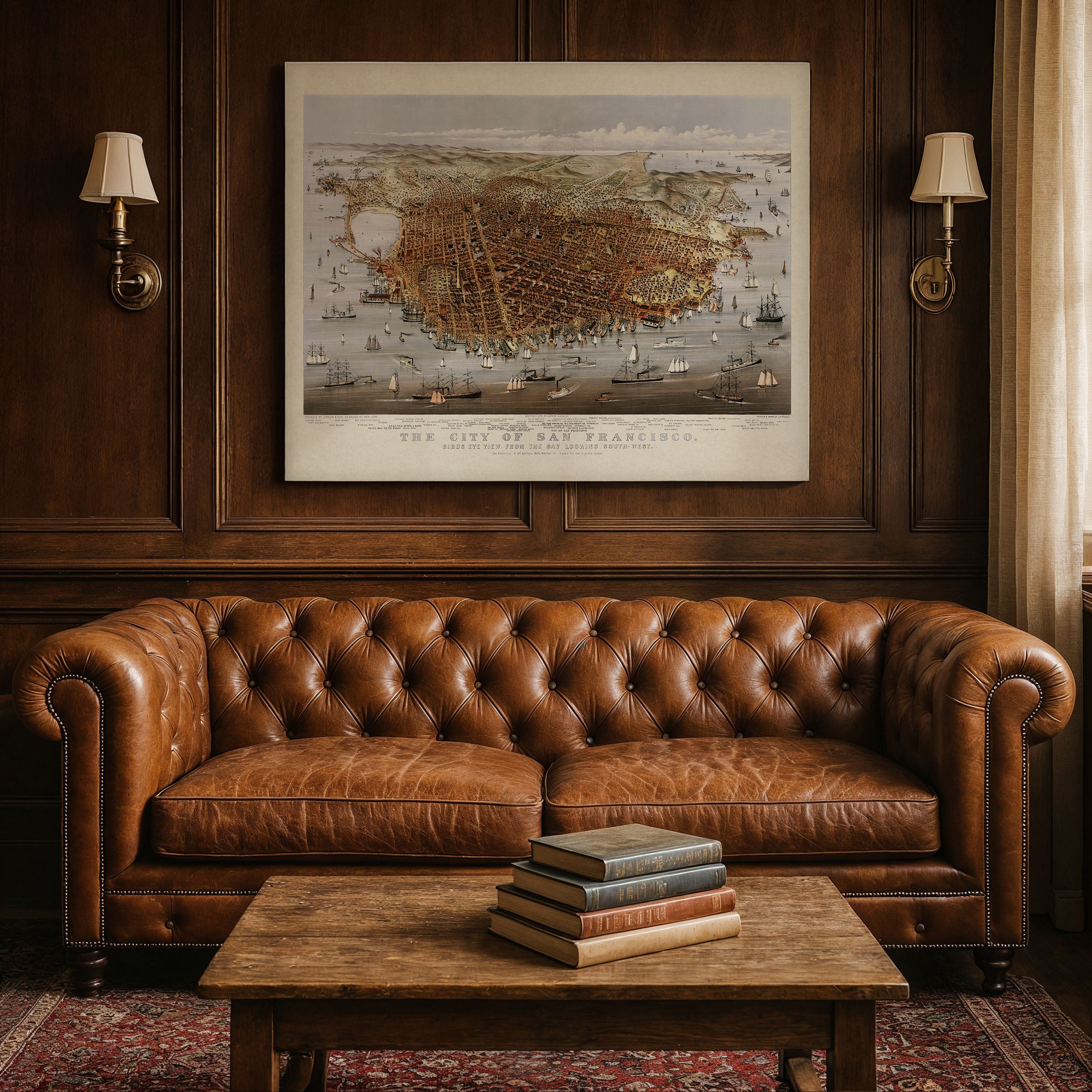 1878 San Francisco Bird's‑Eye Map • Restored Vintage Wall Art