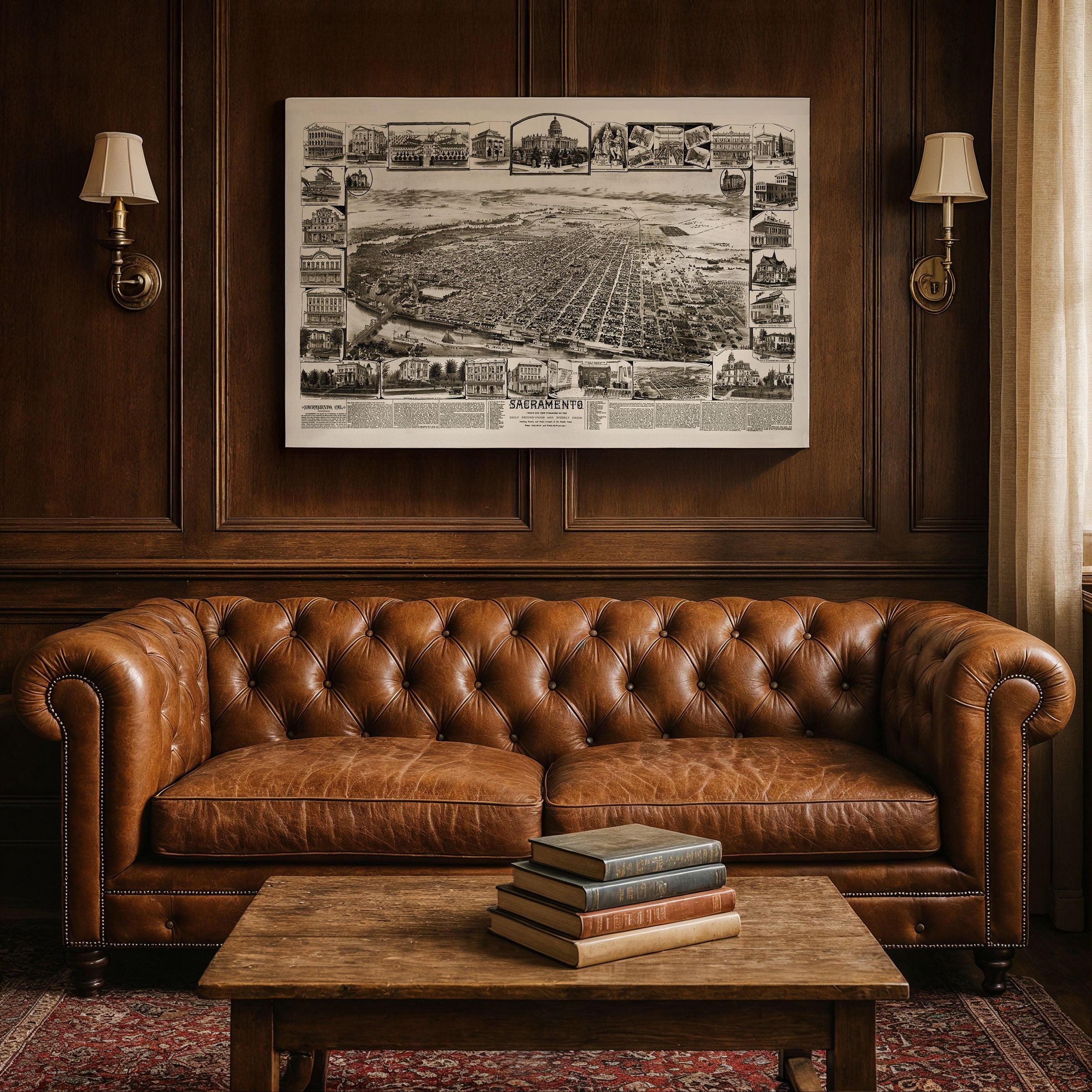 Sacramento Map 1890s - Vintage Bird's Eye View California State Capitol