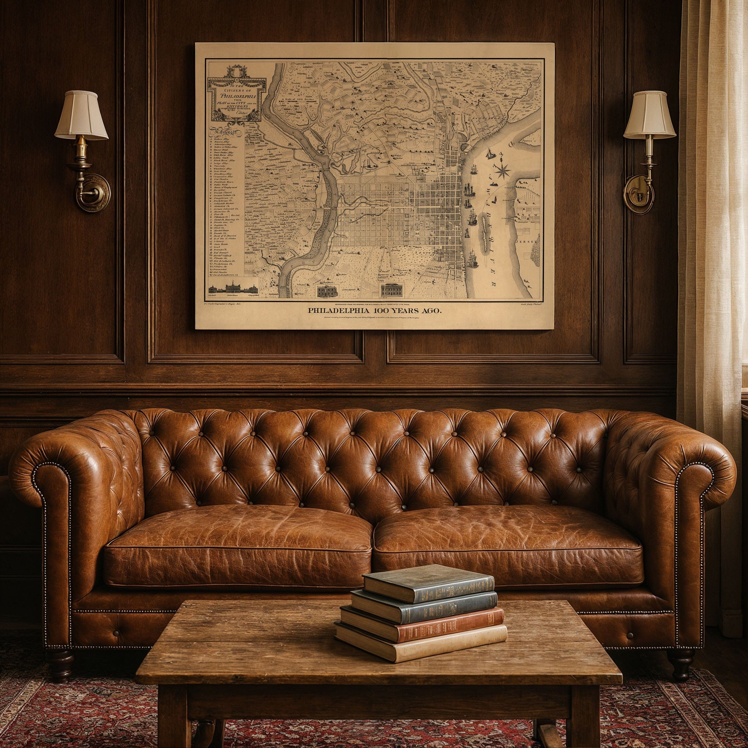 Vintage Philadelphia Map 1875 - Archive Prints