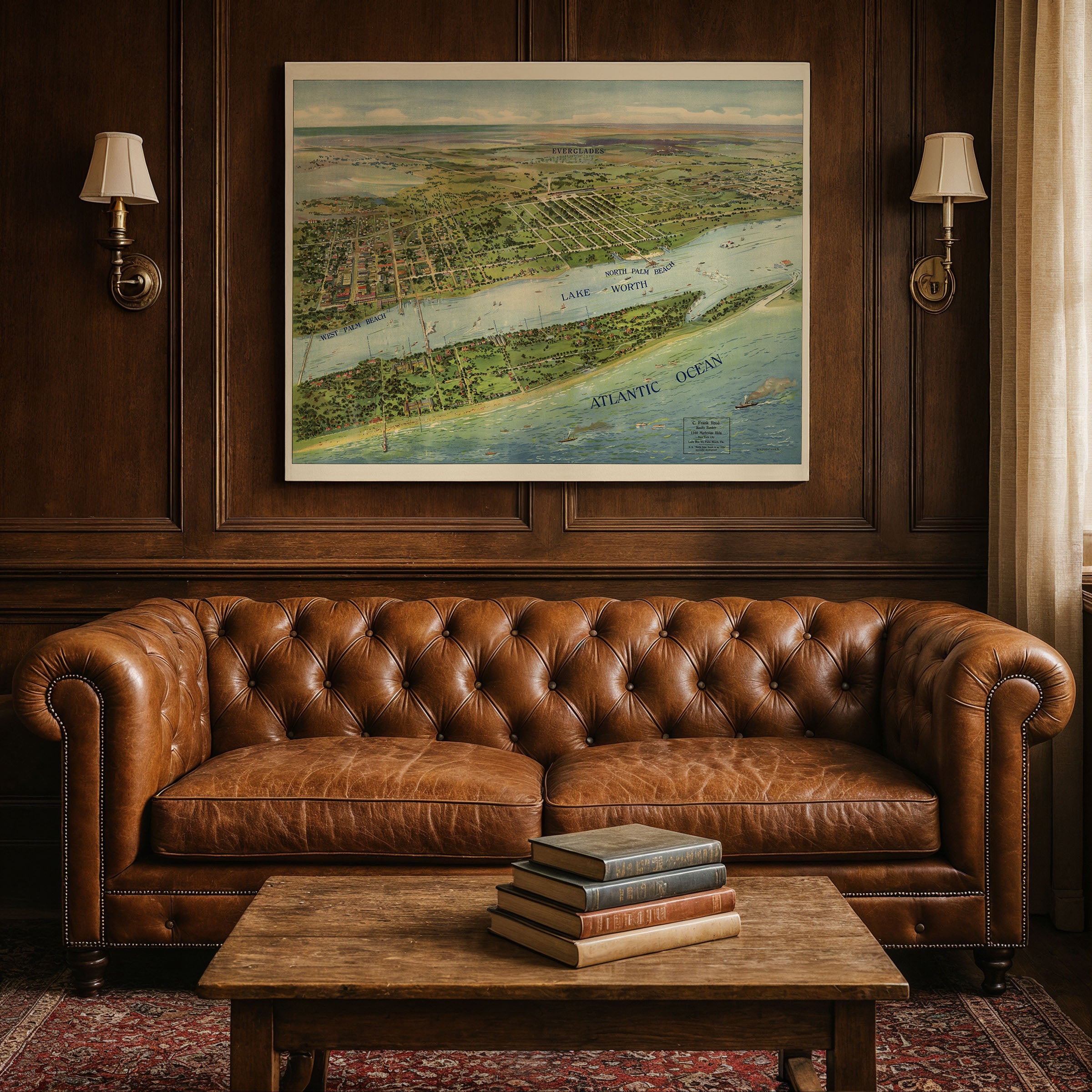 West Palm Beach Map 1915 - Vintage Panoramic Bird's Eye View Florida