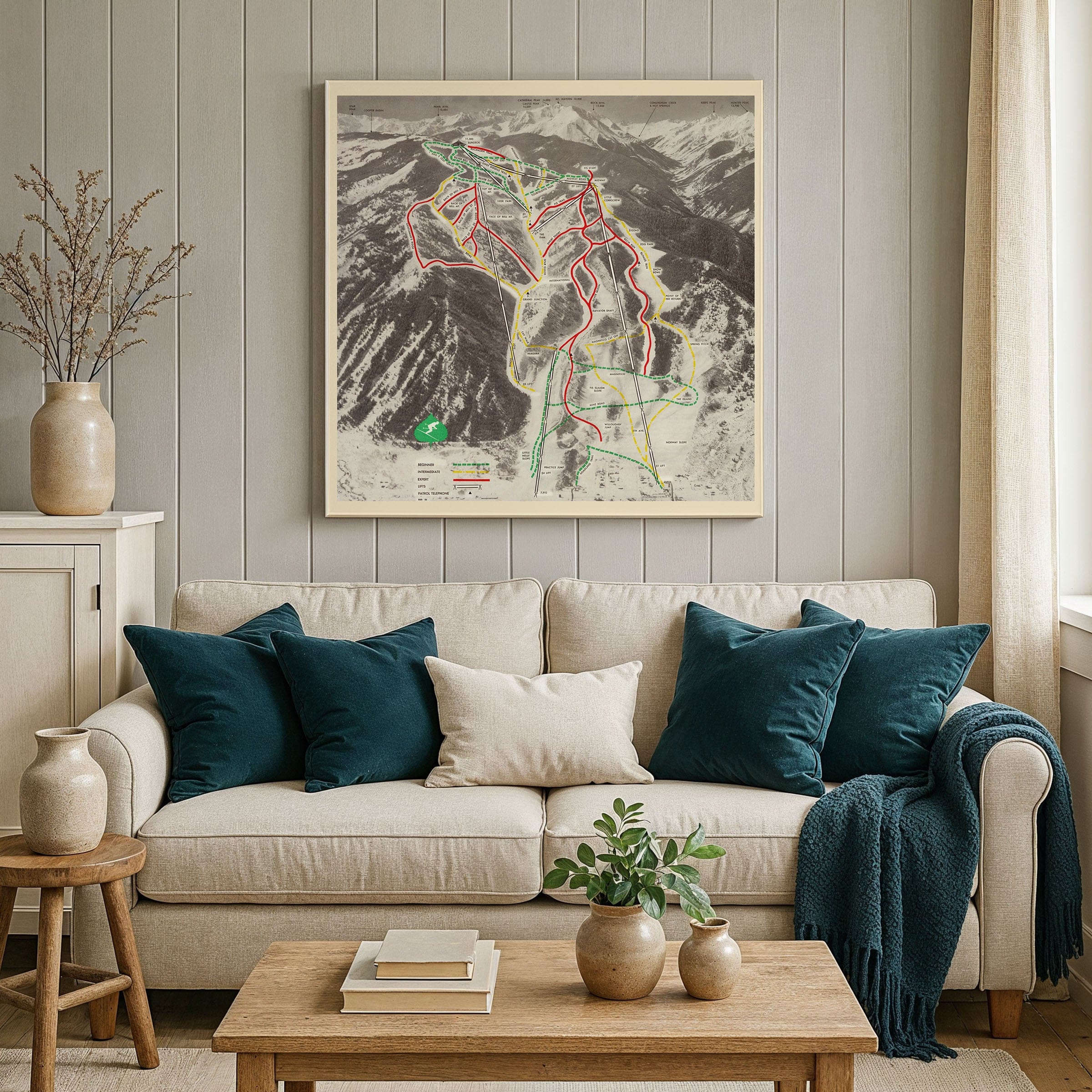 Aspen Mountain Ski Trails c. 1960s - Ajax Trail Map