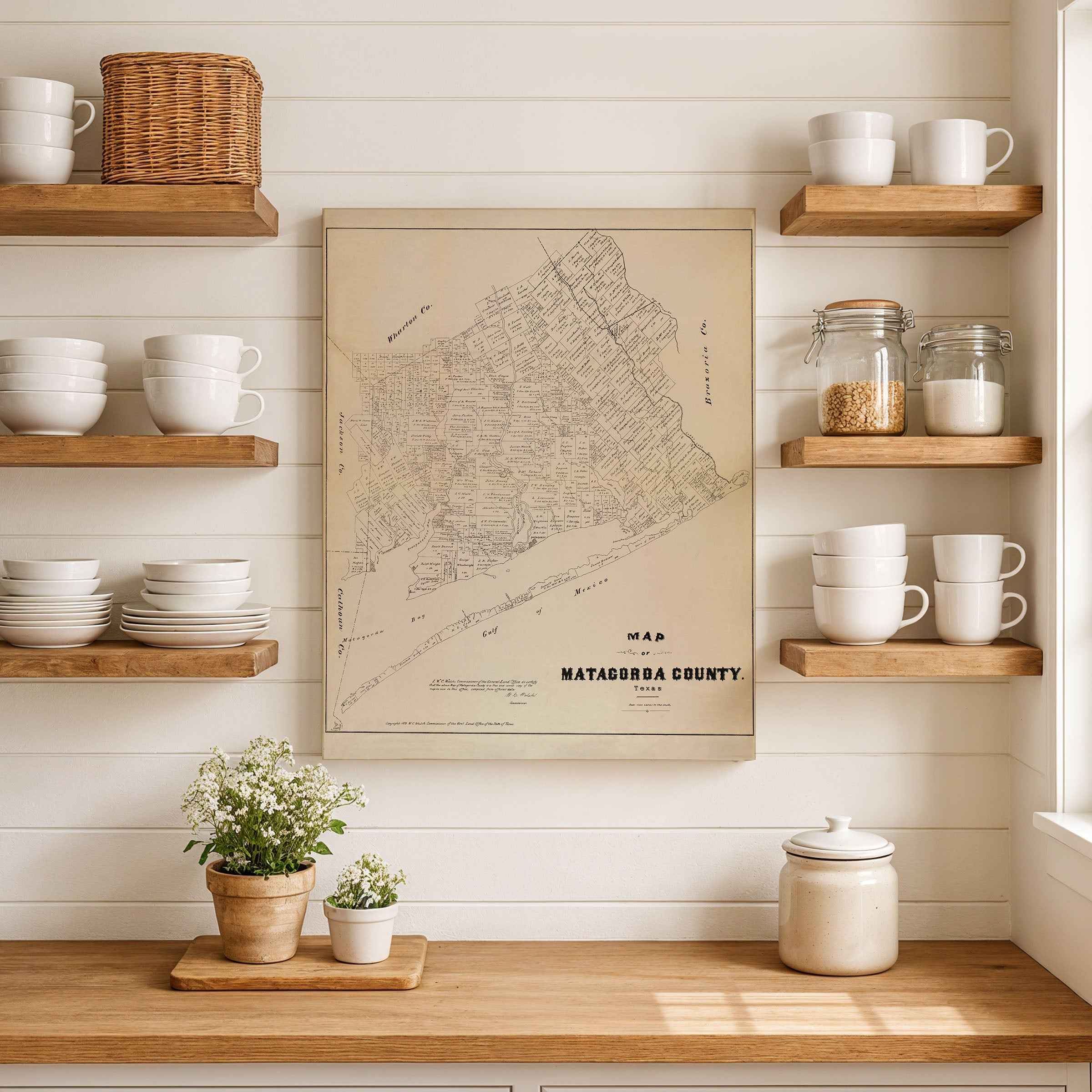 Matagorda County Vintage Map - 1879 Texas General Land Office Artwork