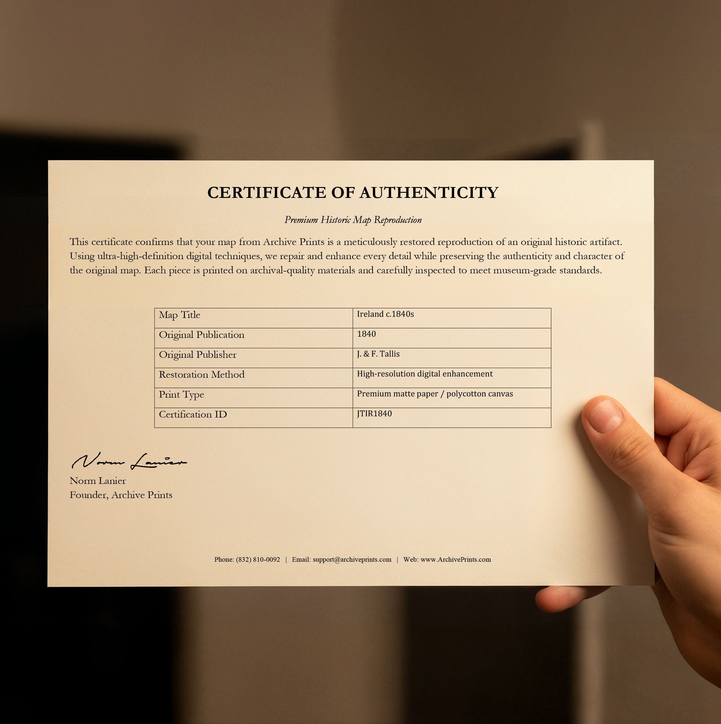 Vintage Ireland Map c. 1840s - J. & F. Tallis Illustrated - Archive Prints