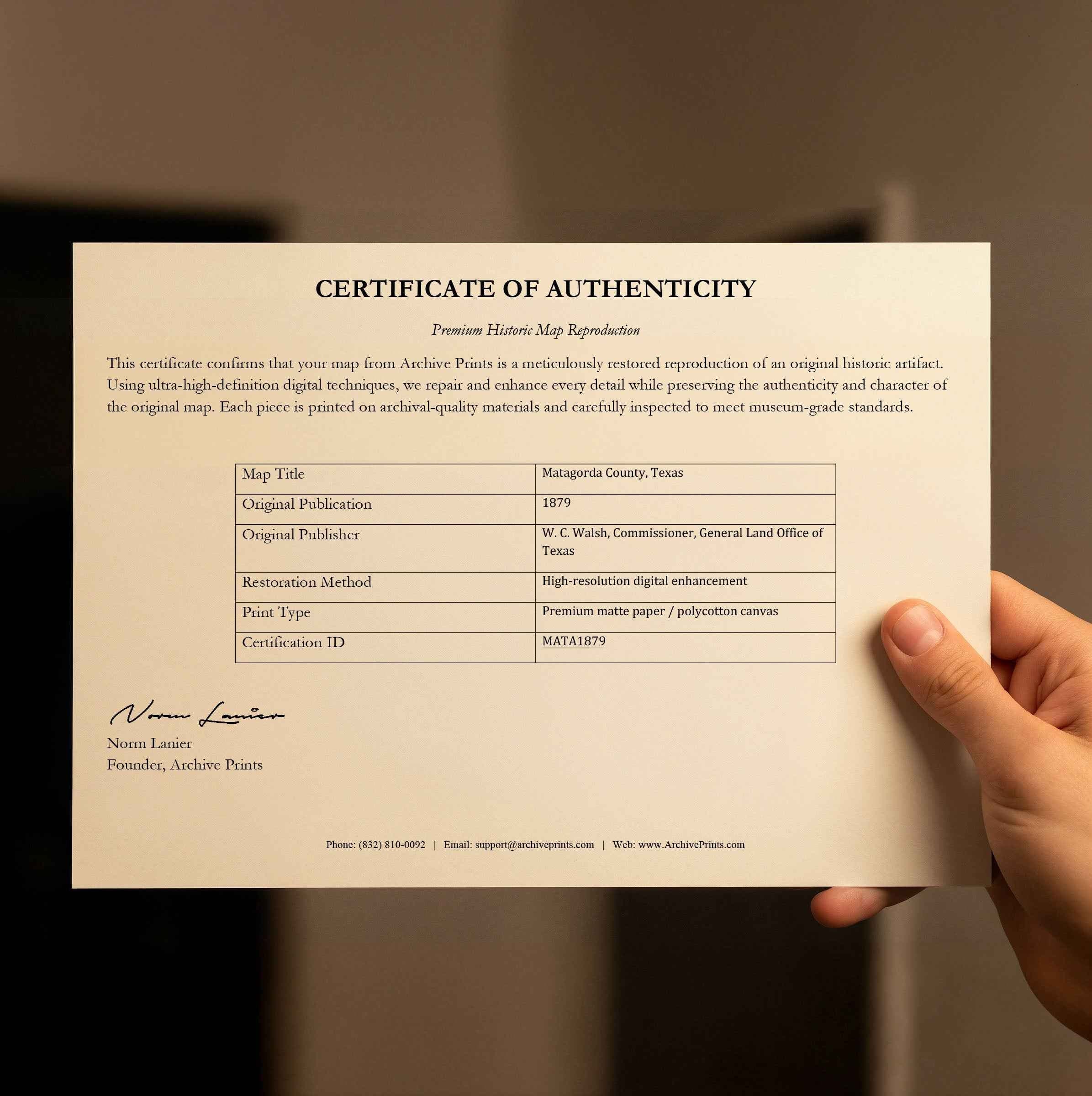 Matagorda County Vintage Map - 1879 Texas General Land Office Artwork