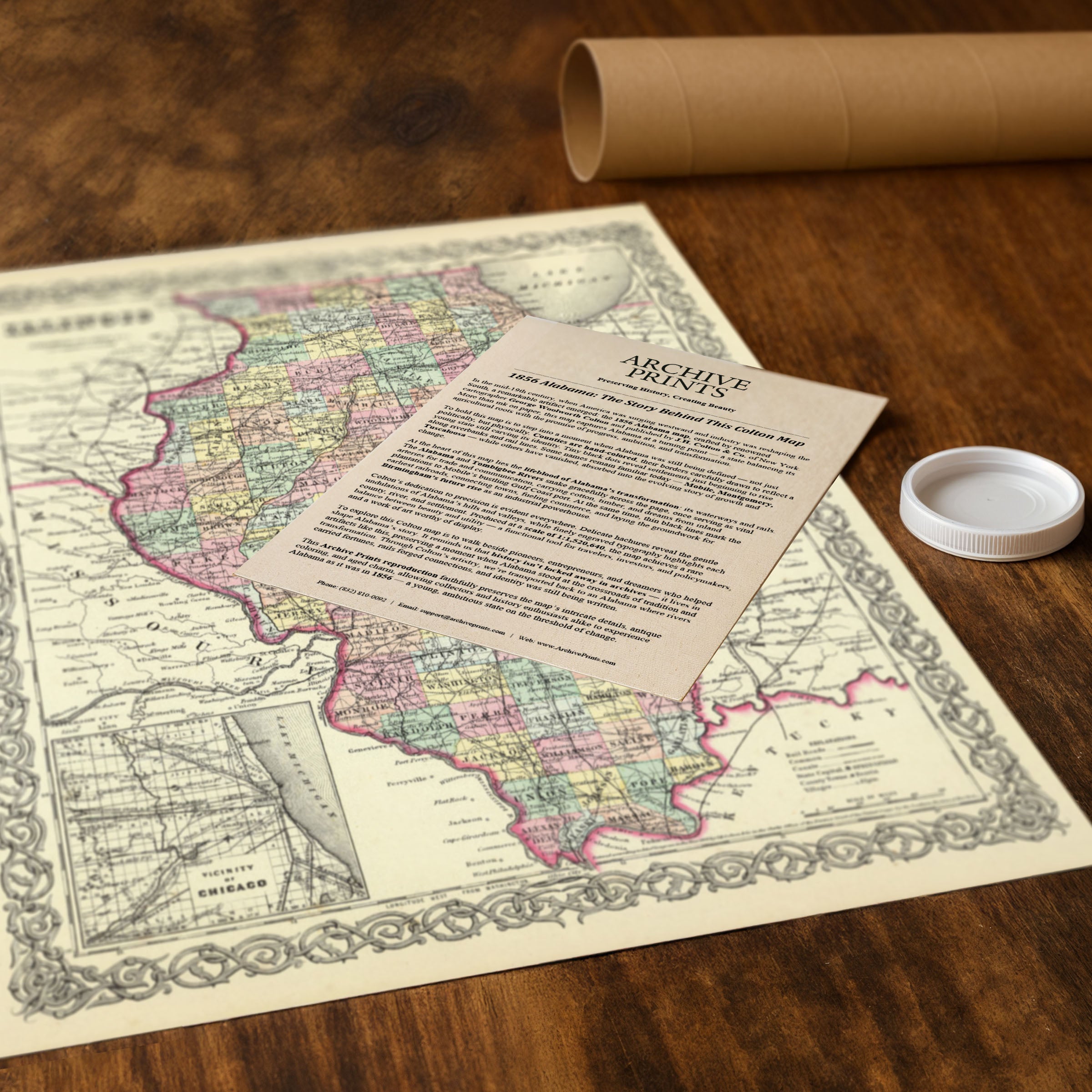 1855 Illinois Map — Vintage State Map by Colton