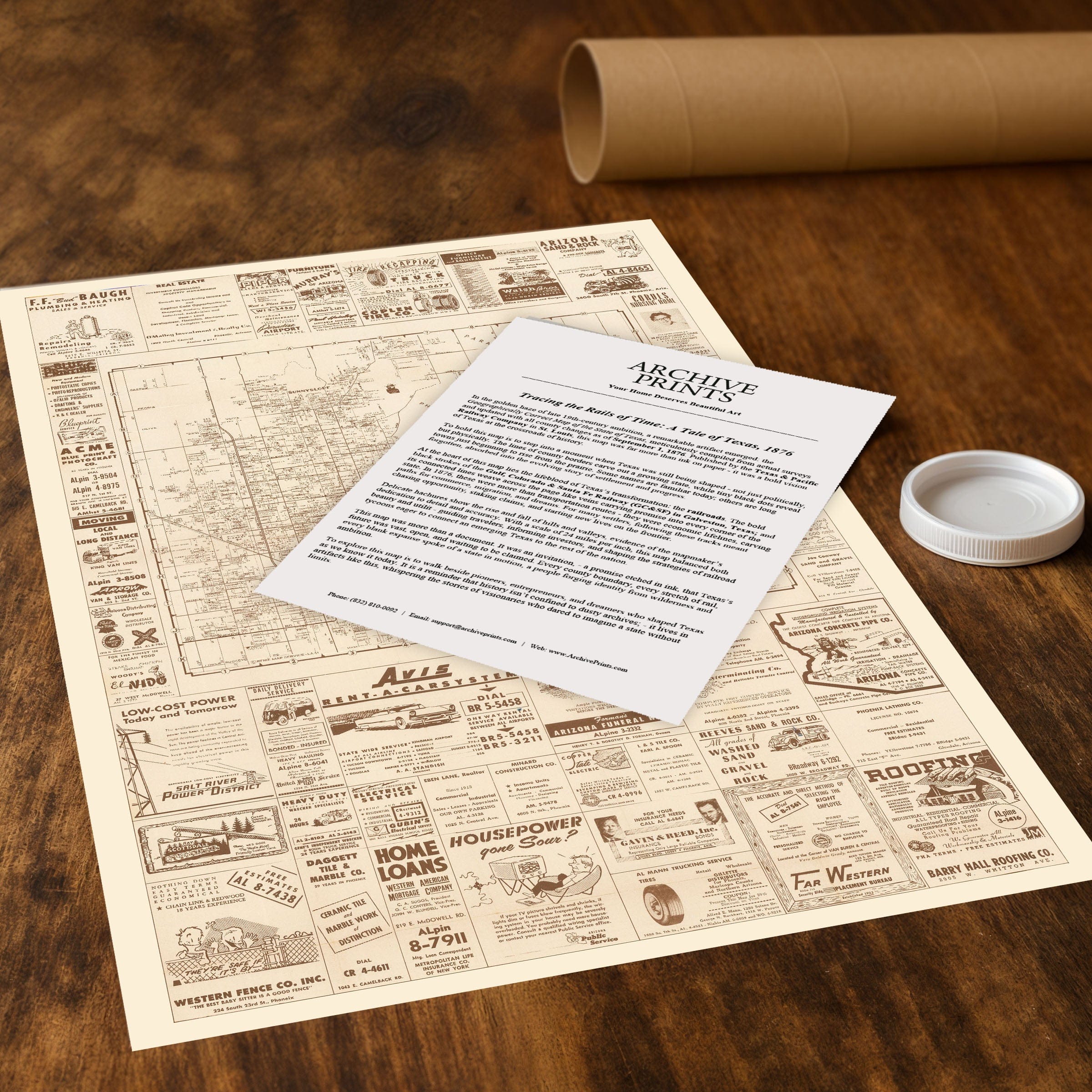 Phoenix, Arizona Map c.1956 - Archive Prints