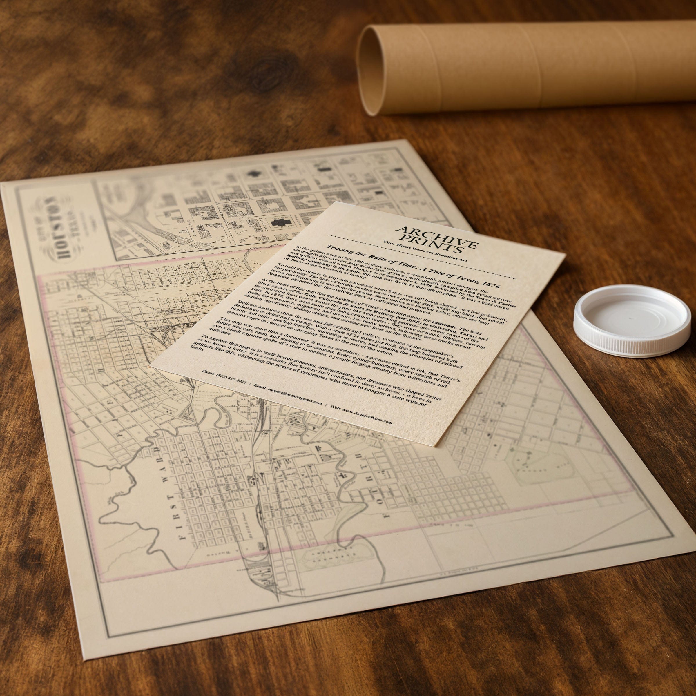 Houston Texas Map - 1884 Historic City Map Art - Archive Prints