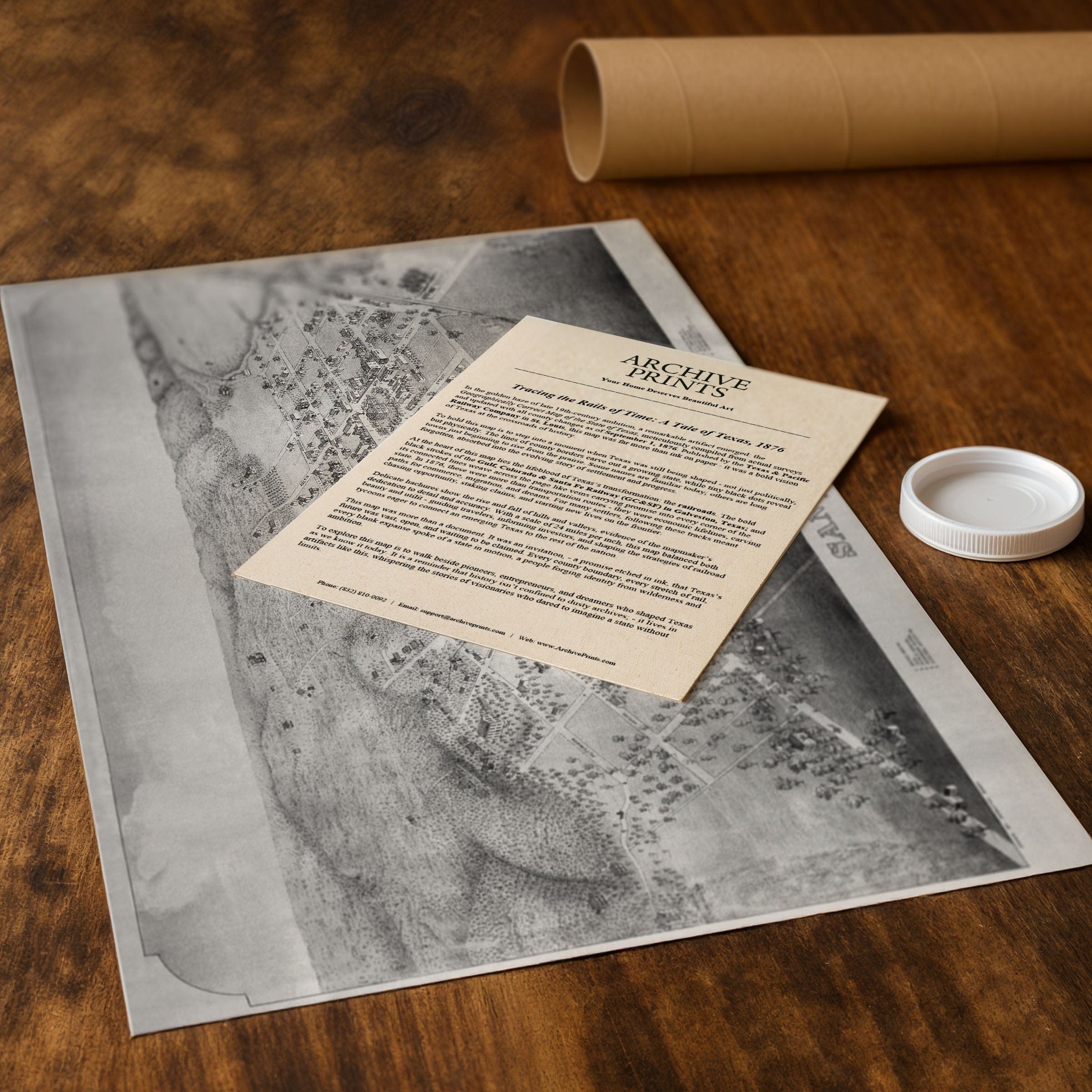 San Marcos Vintage Map - 1881 Bird's-Eye View of Texas - Archive Prints