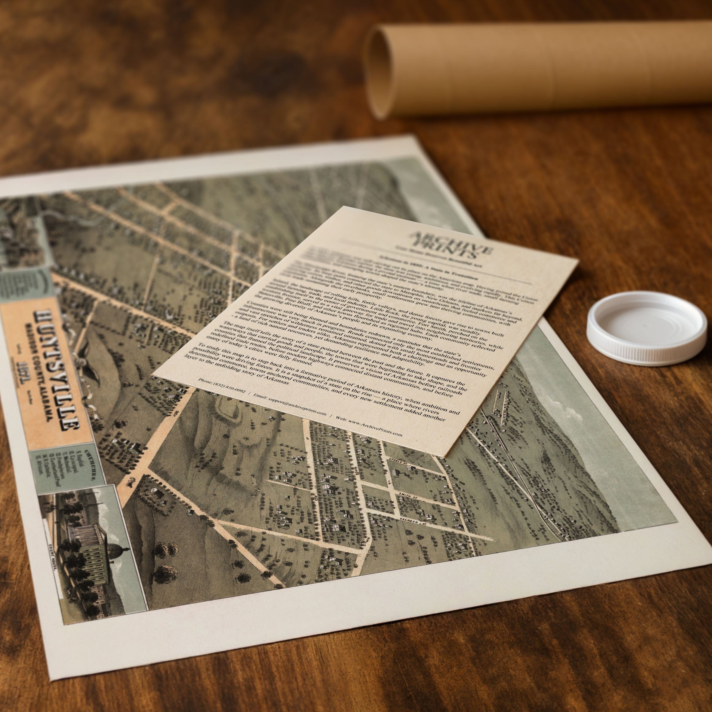 Huntsville Alabama Map - 1871 Bird's-Eye View Historic Madison County Map