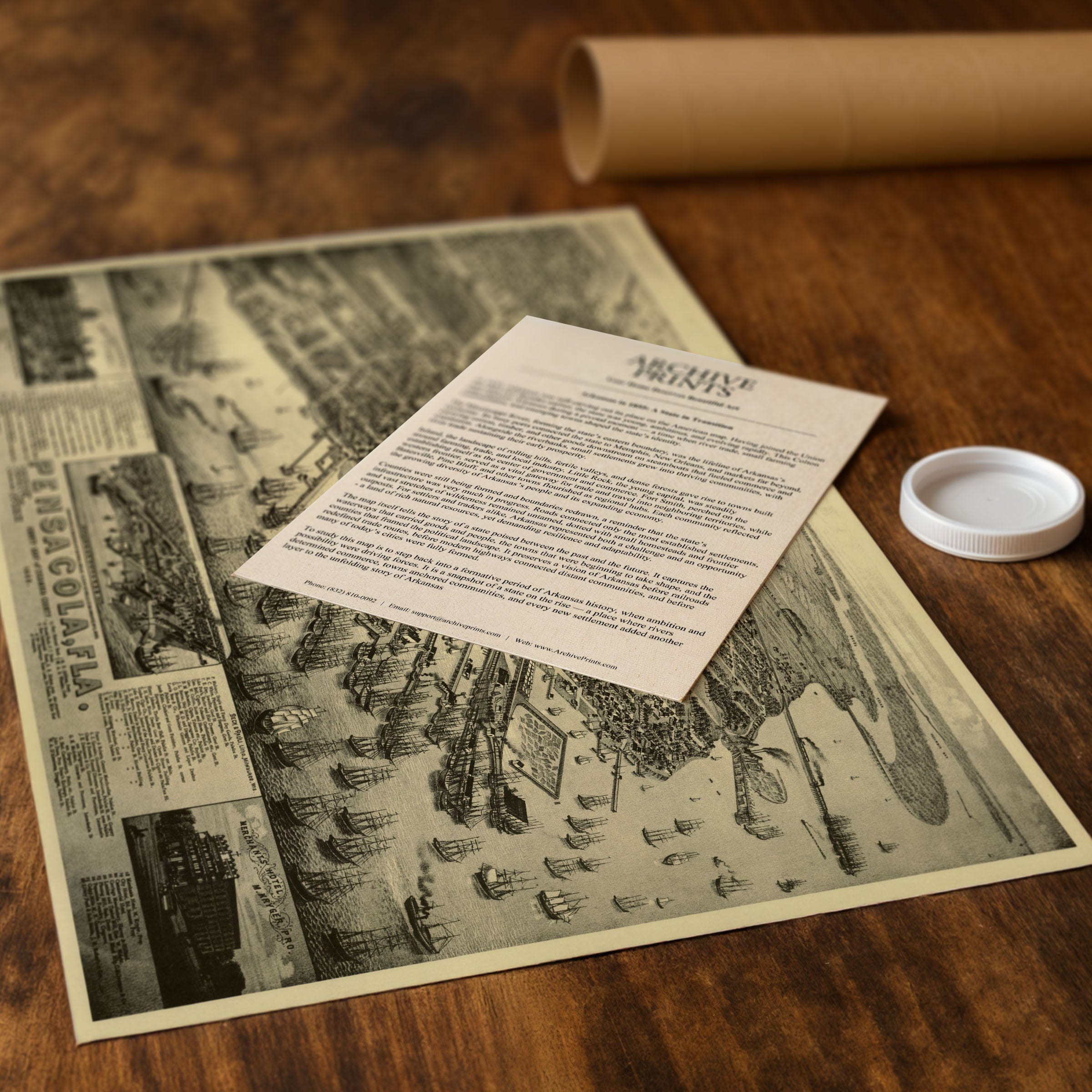 Pensacola, Florida Map - 1885 Bird's-Eye View Historic Gulf Coast Map - Archive Prints