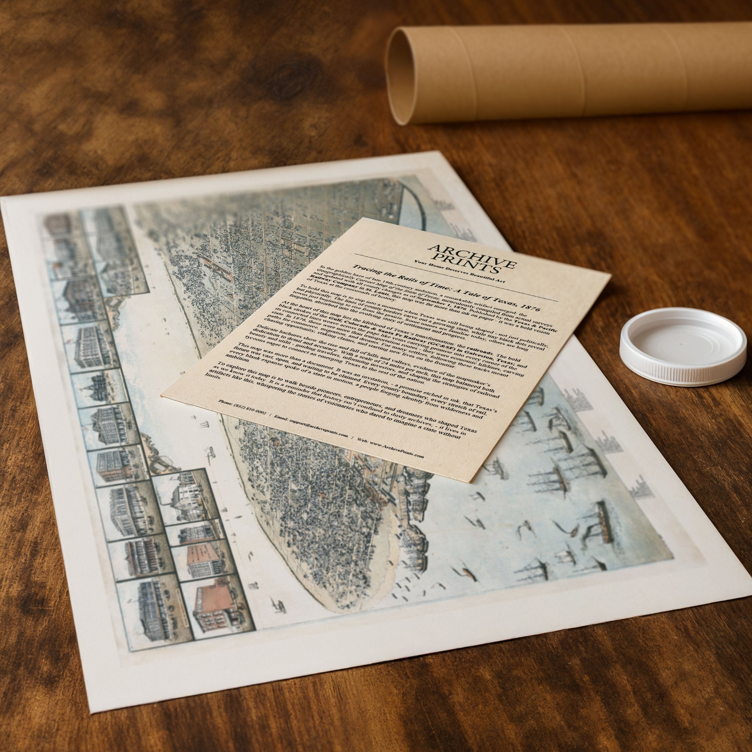 Galveston Bird's-Eye Map - Vintage 1885 Koch Historical City Map