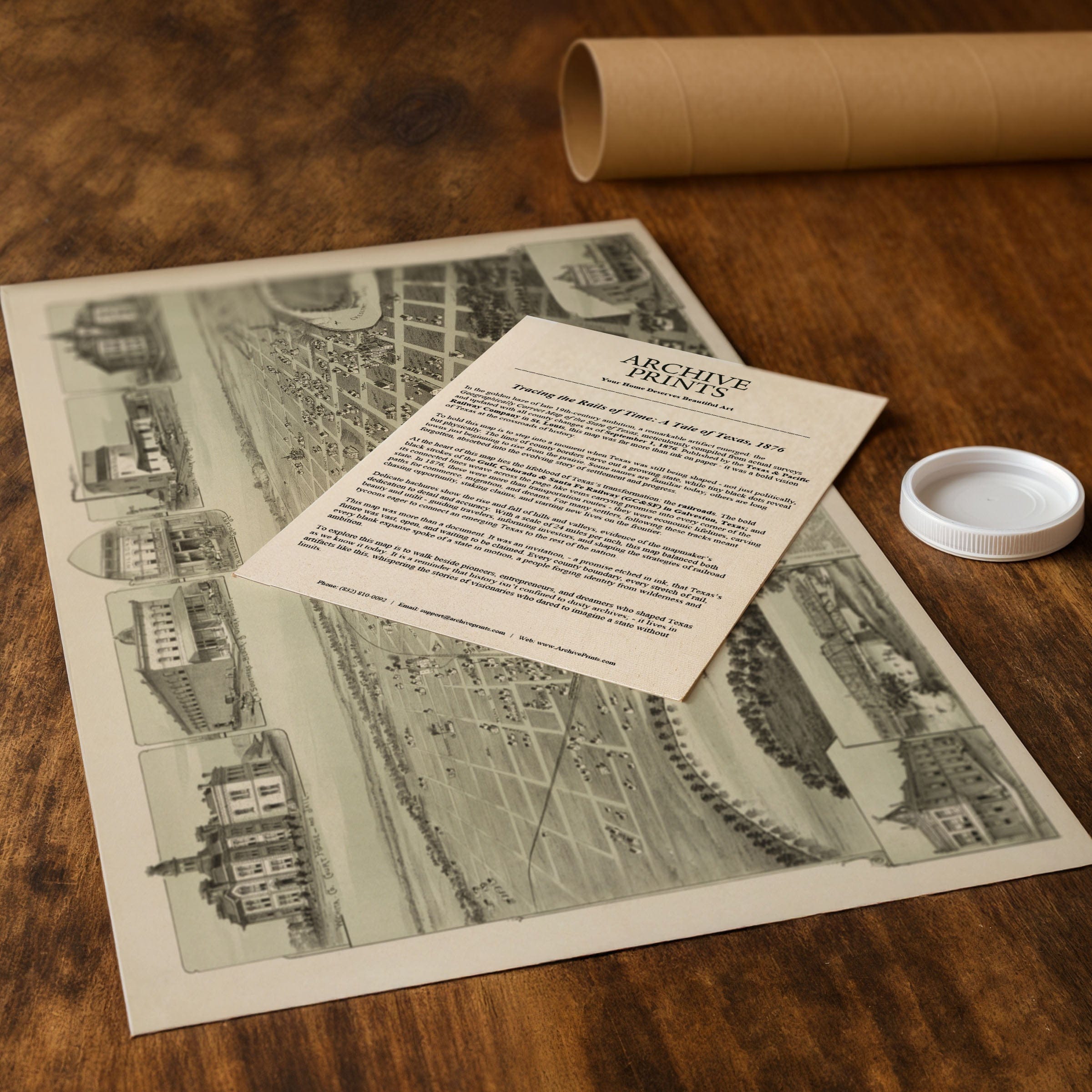 Wichita Falls, Texas Vintage Map 1890 - Bird's Eye View - Archive Prints