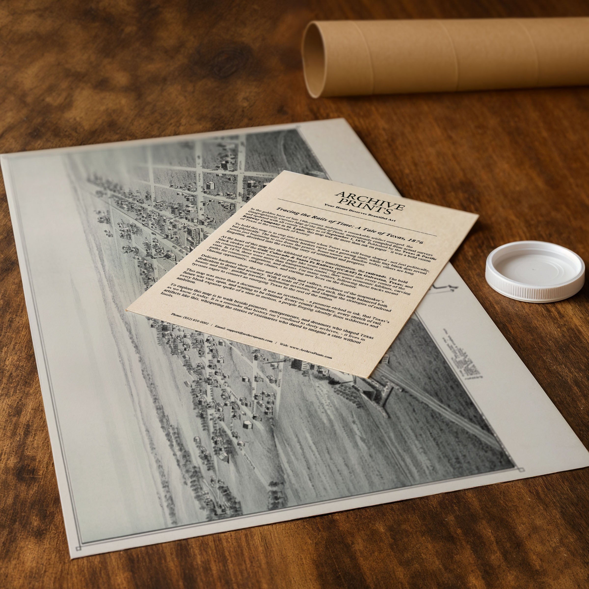 Plano Texas Map 1891 - Vintage Bird's Eye View Historic City Map