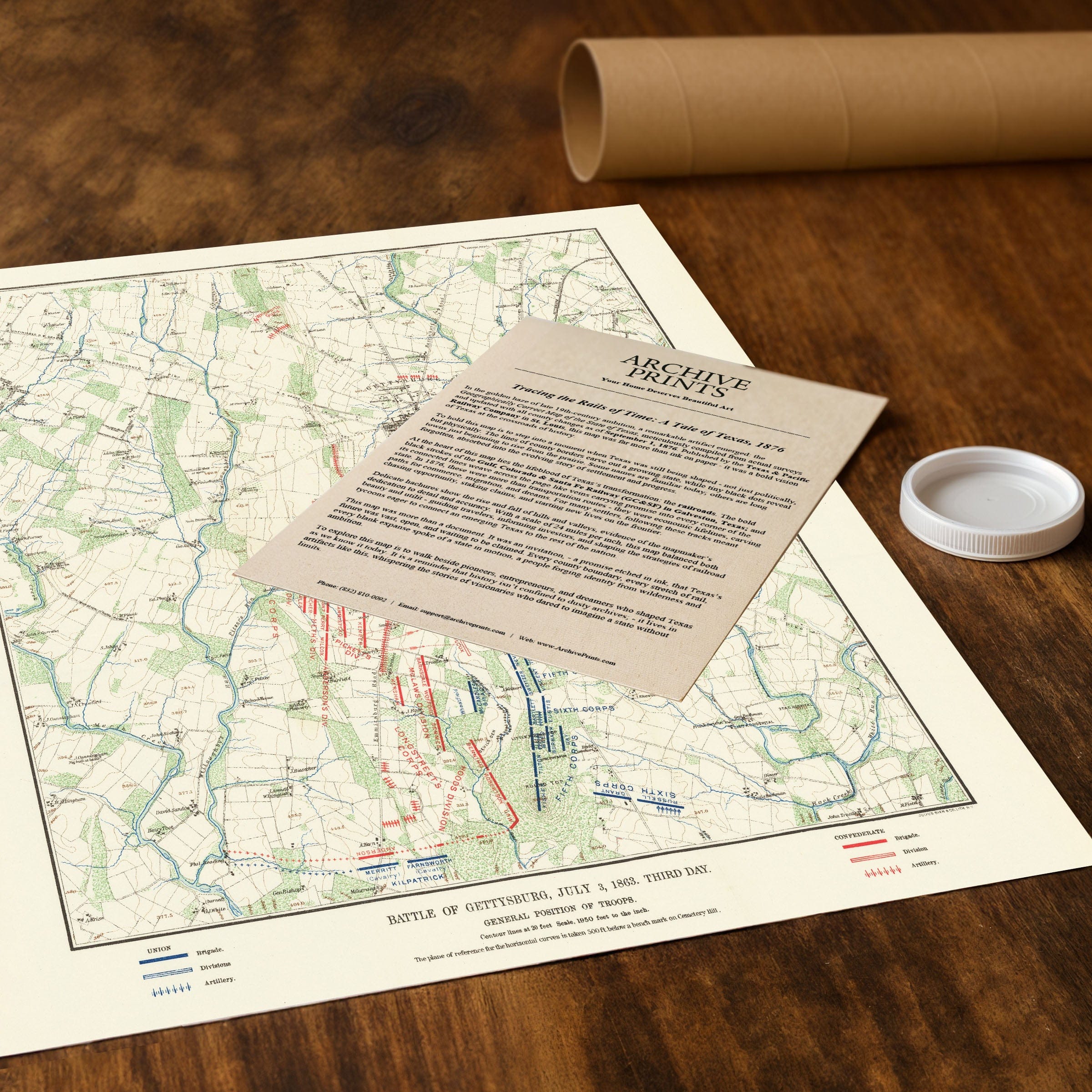 Gettysburg 1863 Map - Archive Prints