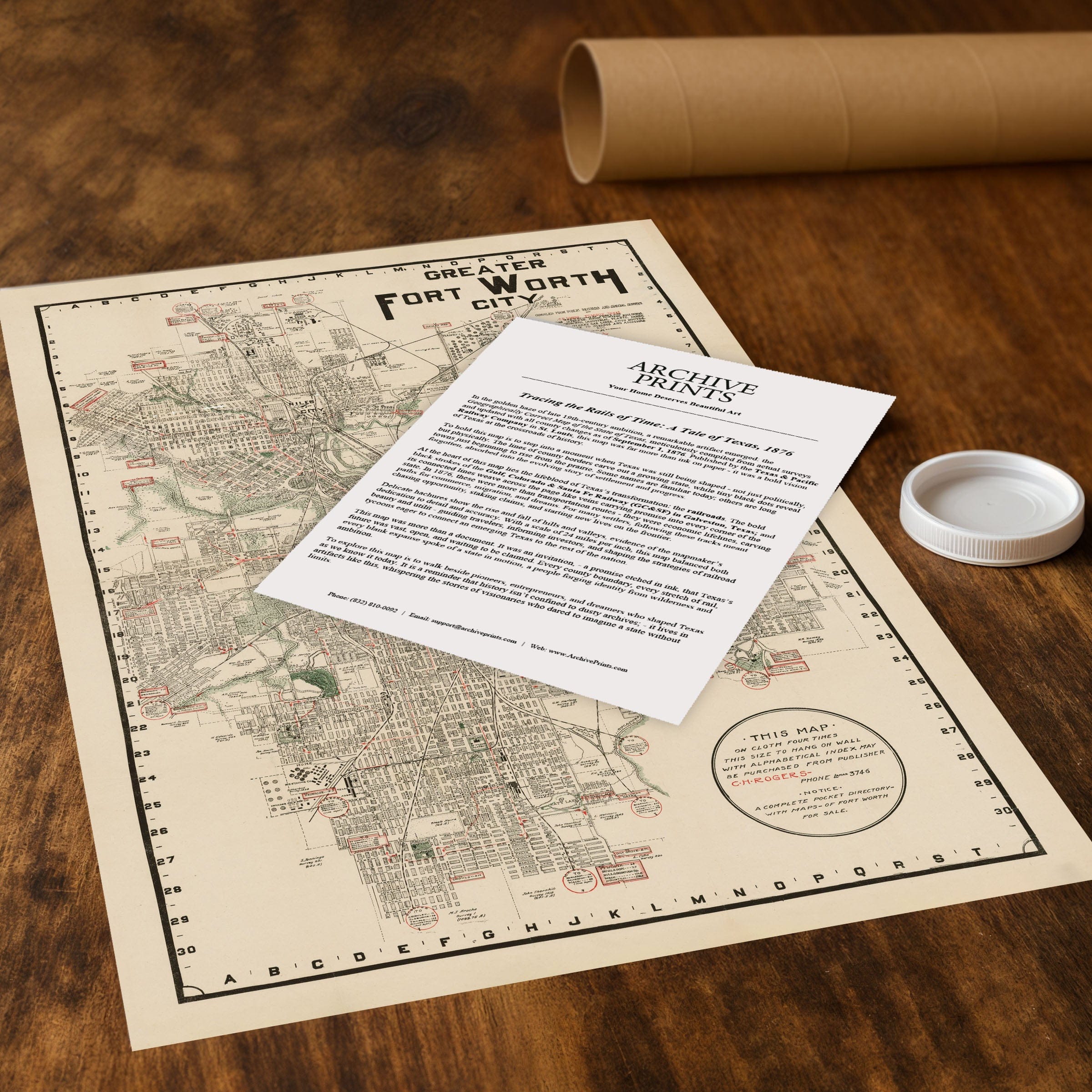 Fort Worth Texas Map - 1928 Greater Fort Worth City Historic Map - Archive Prints