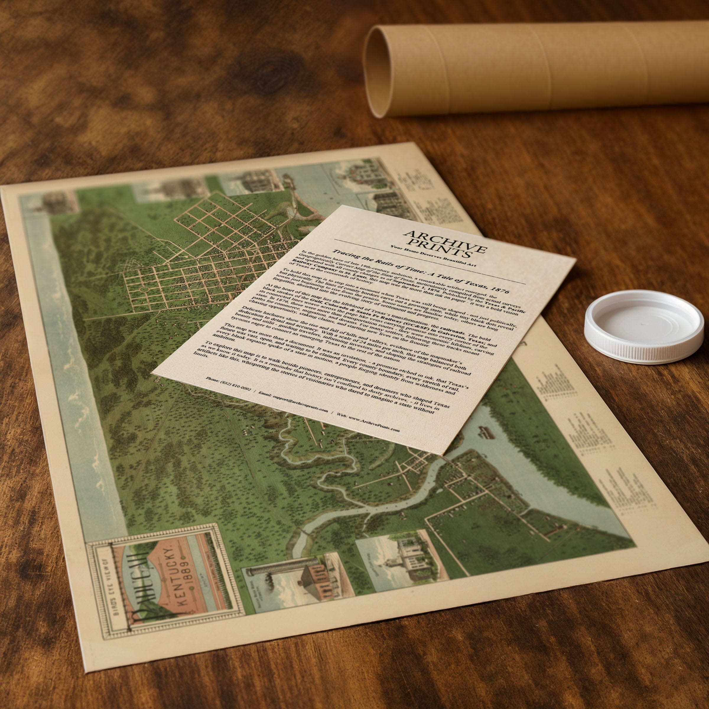 Paducah, Kentucky Vintage Map 1889 - Bird's Eye View