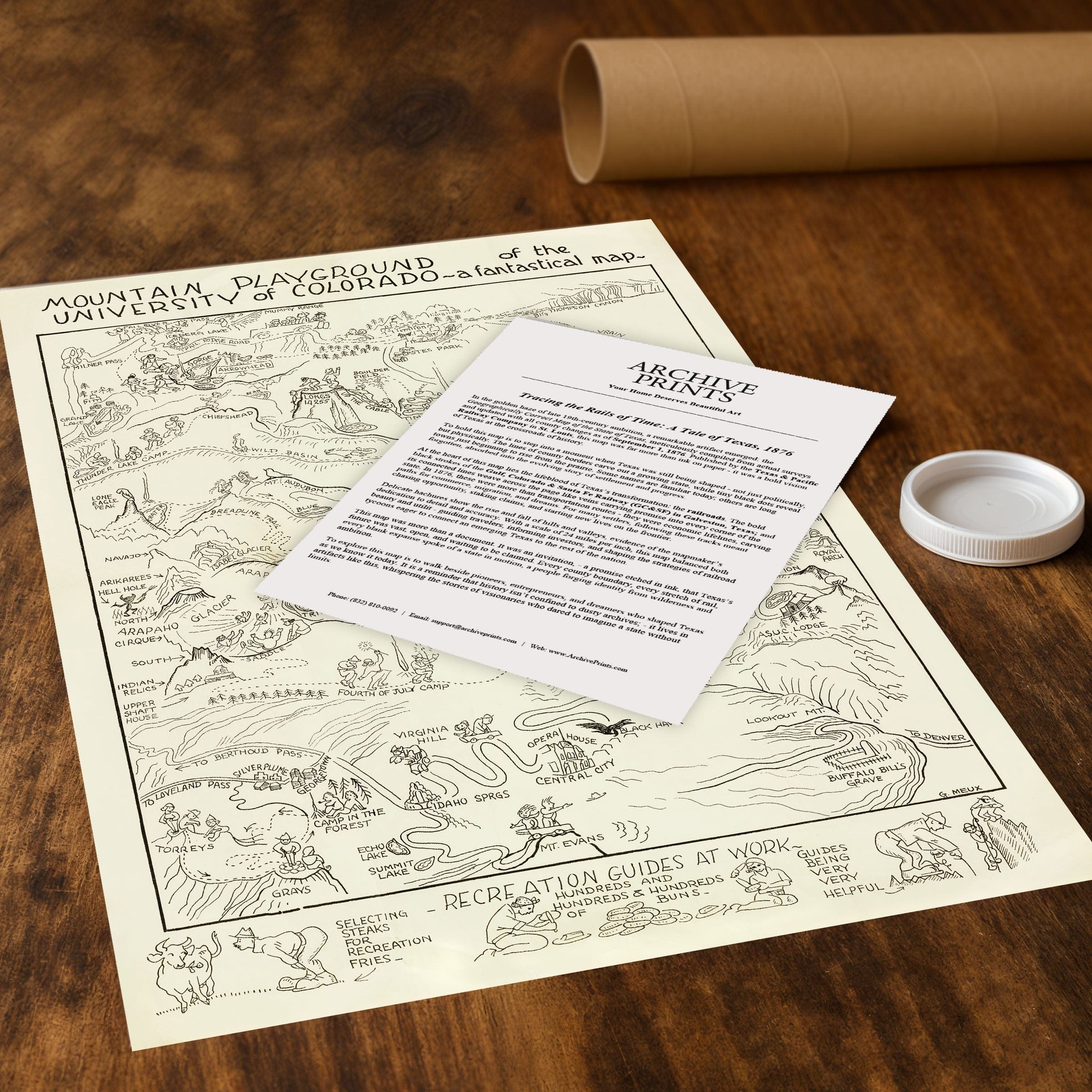 Mountain Playground of the University of Colorado 1940 - University of Colorado Fantastical Map - Archive Prints