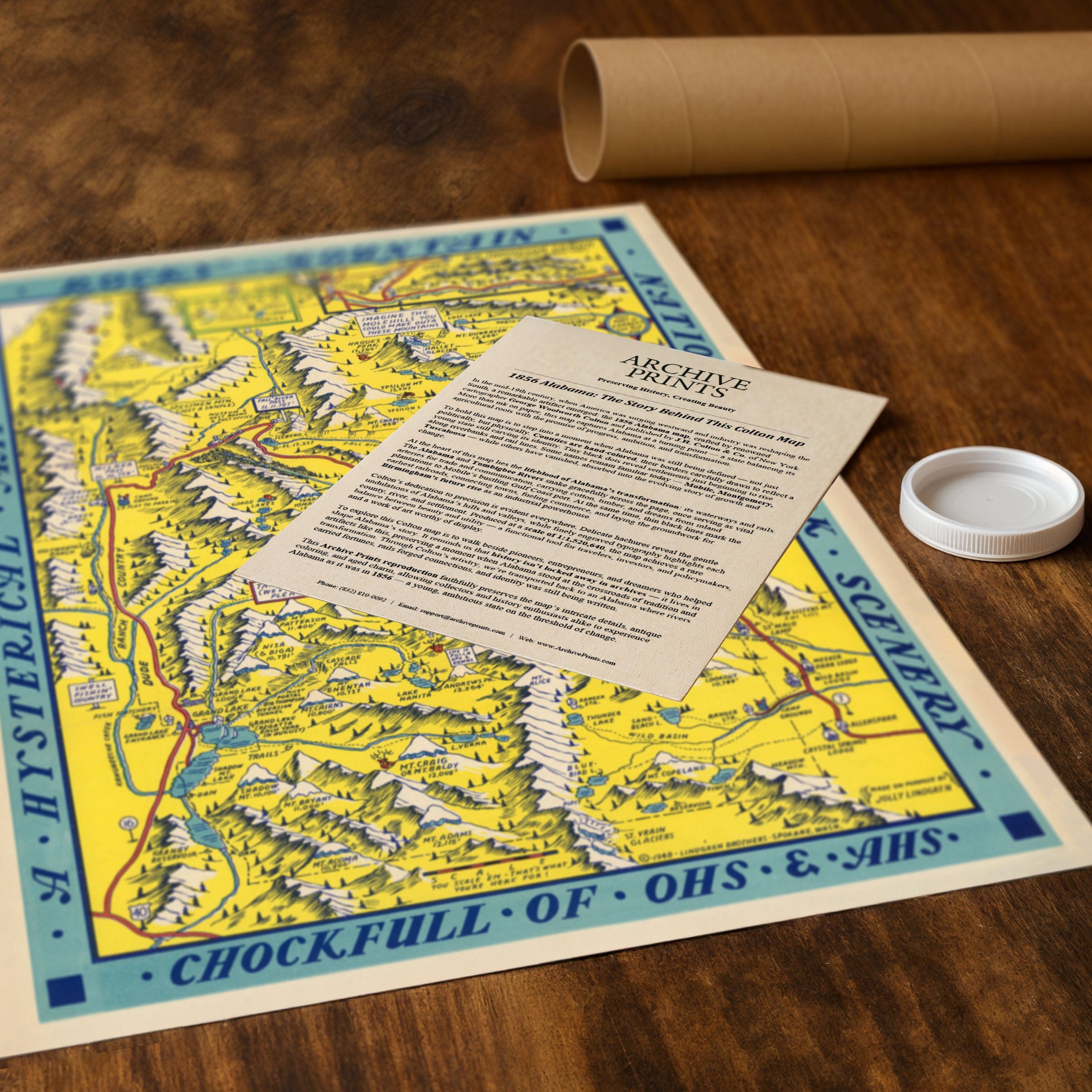 Hysterical Map of Rocky Mountain National Park 1948 - Jolly Lindgren Pictorial Map - Archive Prints