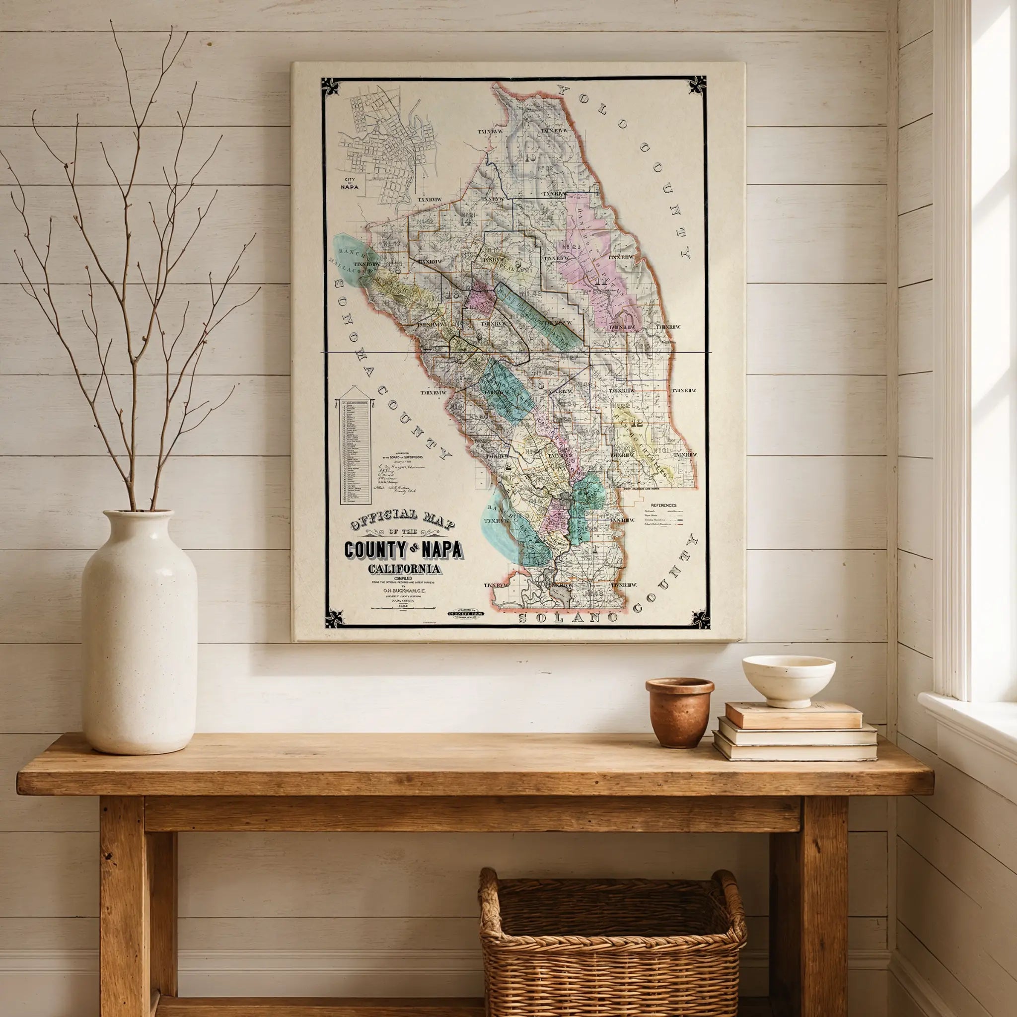 Napa Valley Map - Vintage 1895 Official County Map